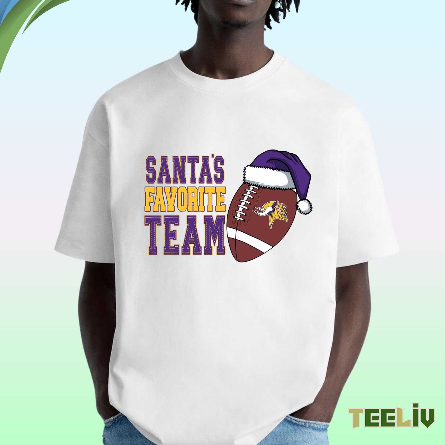 Minnesota Vikings Santa Favorite Team T Shirt - Holiday Fan Merch
