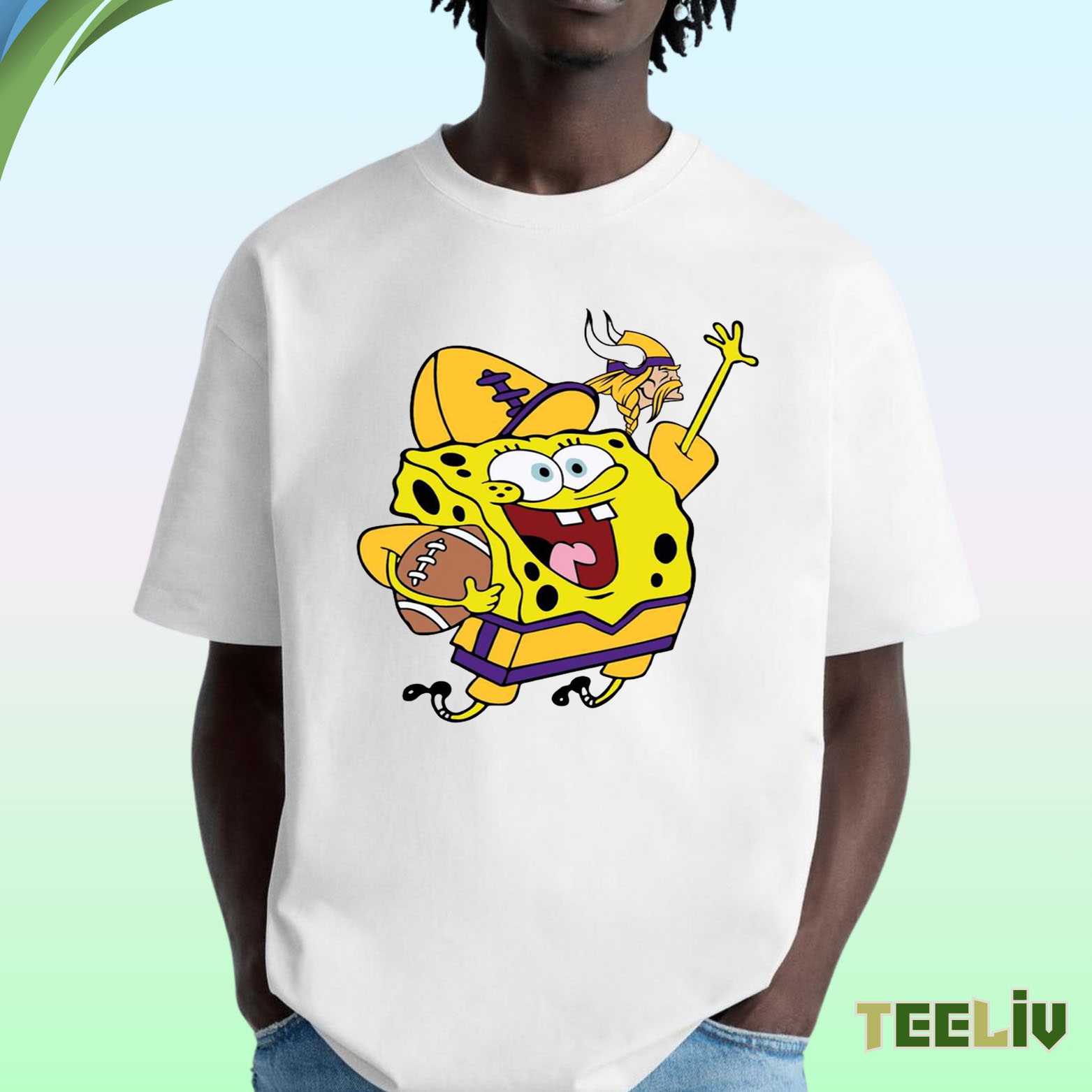 Minnesota Vikings Spongebob Squarepants T Shirt - Football Fan Merch