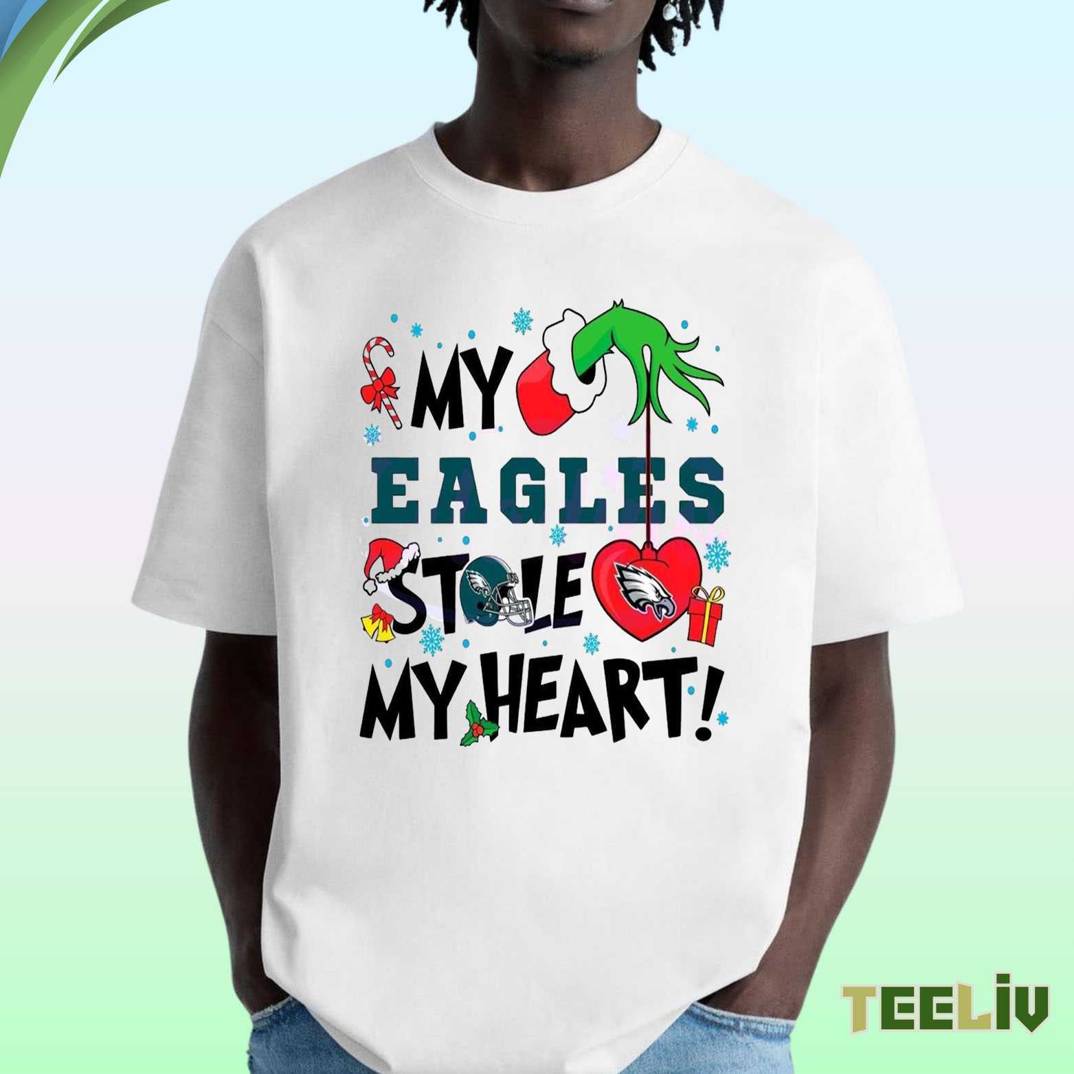 My Eagles Stole My Heart T Shirt - Christmas Fan Merch