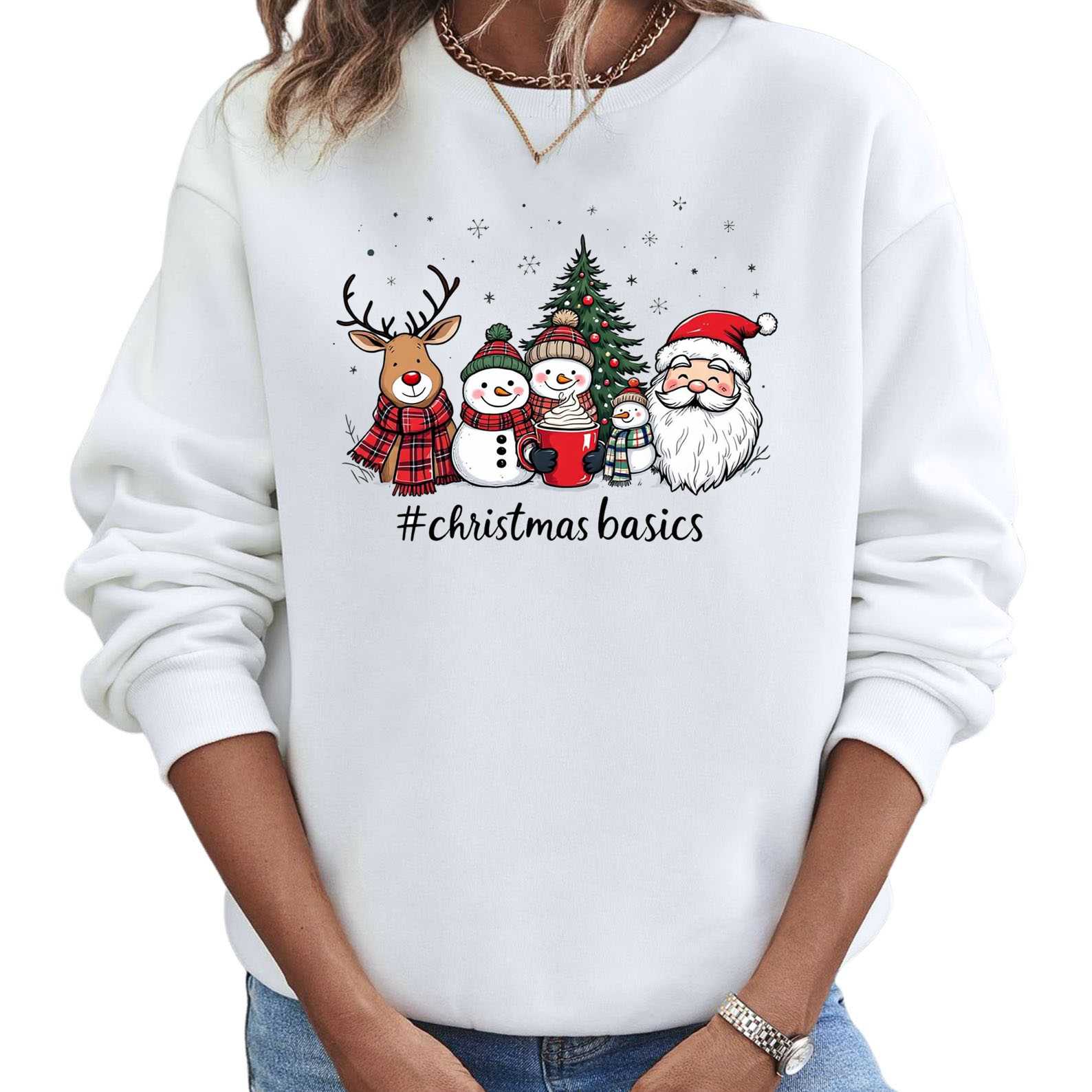 Christmas Basics Festive Friends Sweatshirt Holiday Spirit Shirt
