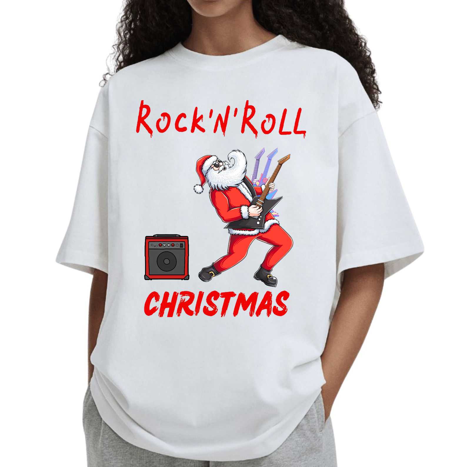 Rock Christmas Tee – Heavy Metal Santa Graphic Shirt