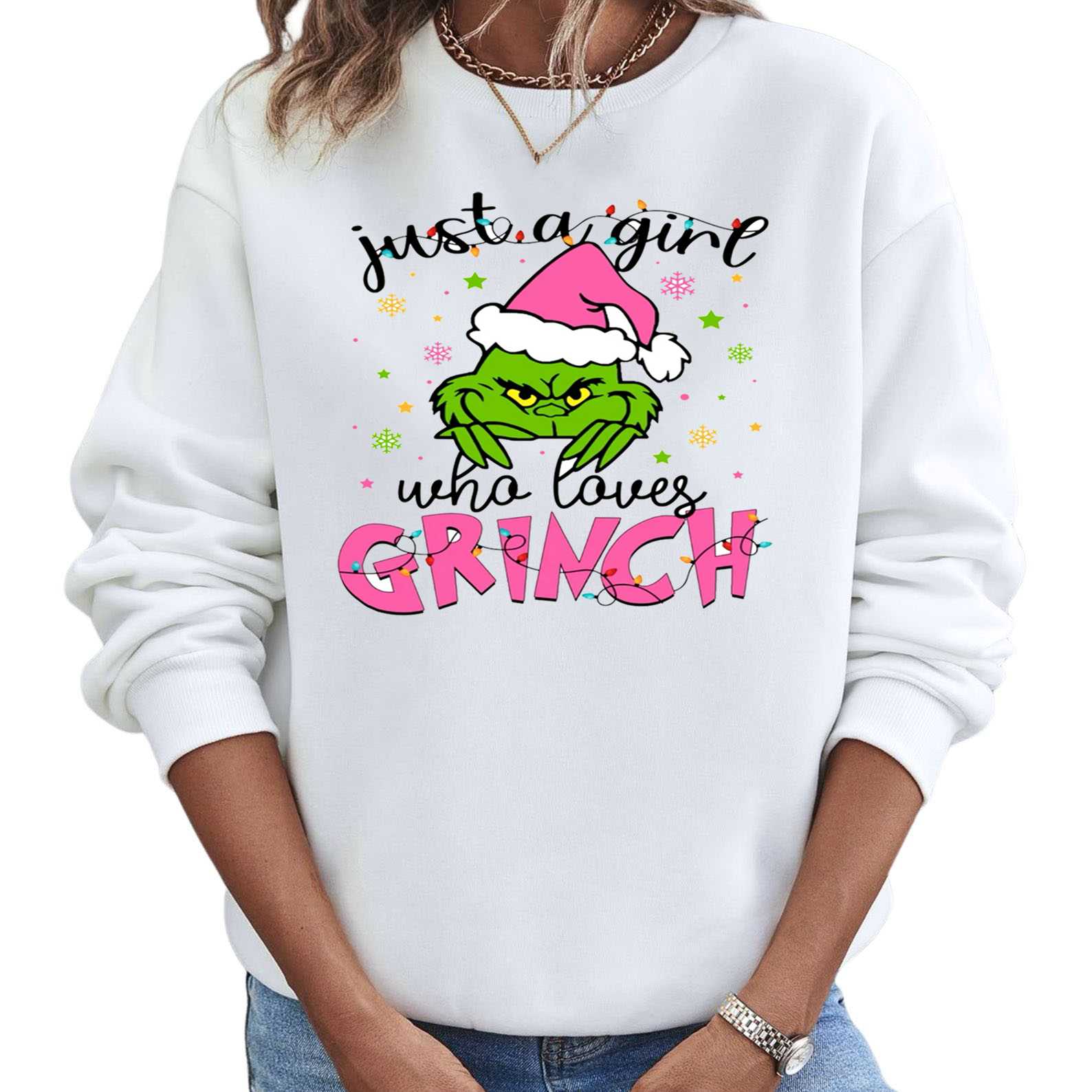 Grinch Lover Sweatshirt – Just A Girl Holiday Crewneck