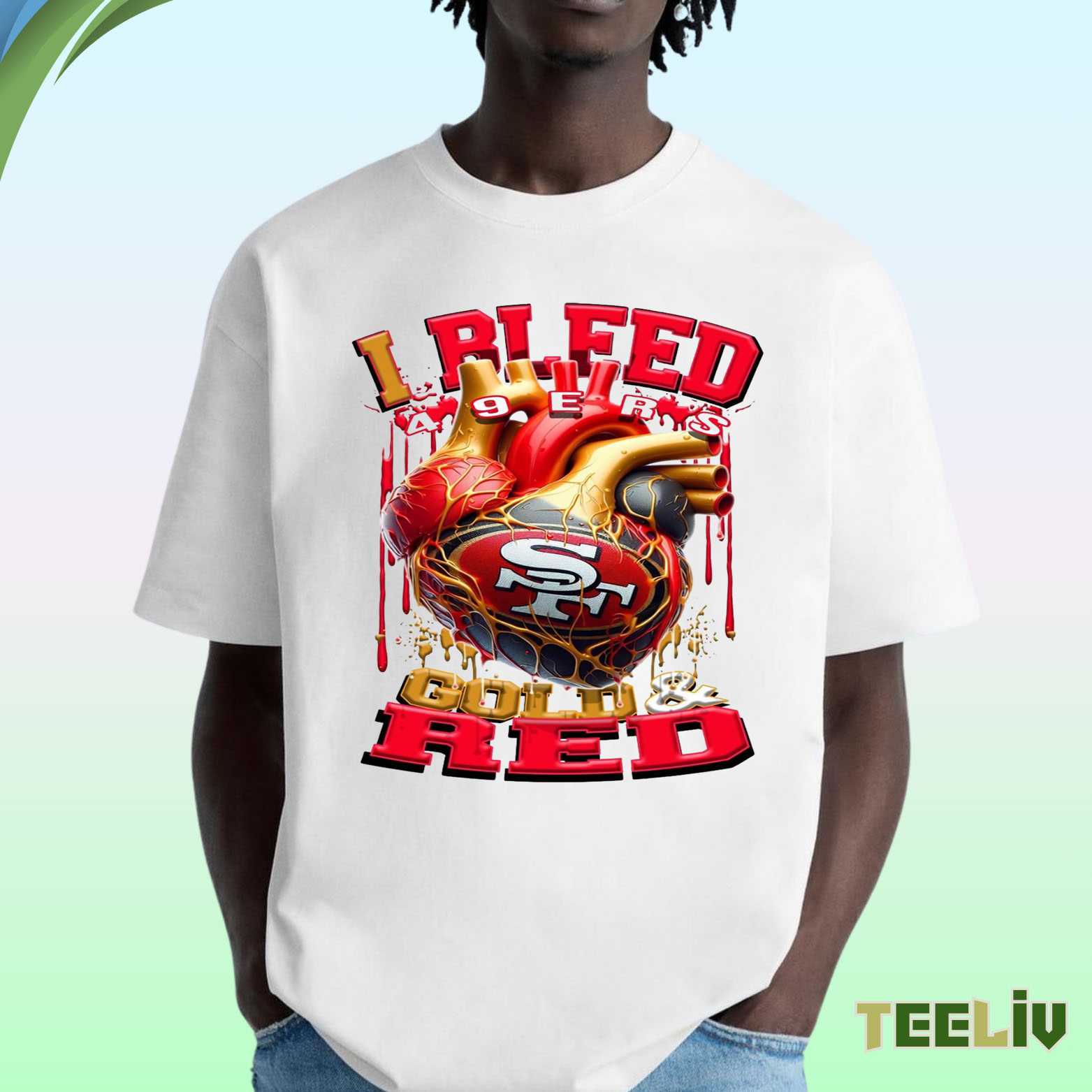I Bleed Gold & Red Tee – San Francisco 49ers Fan Heart Tshirt