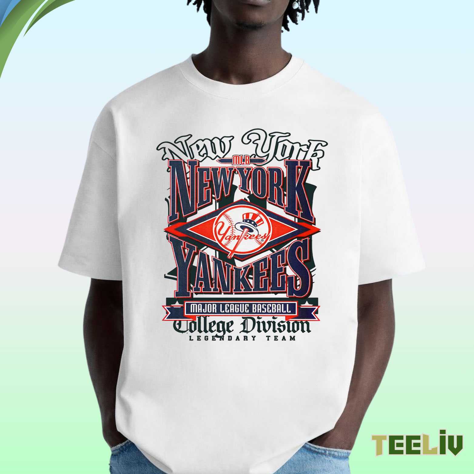 New York Yankees Baseball Shirt - Vintage Mlb College Division Tee
