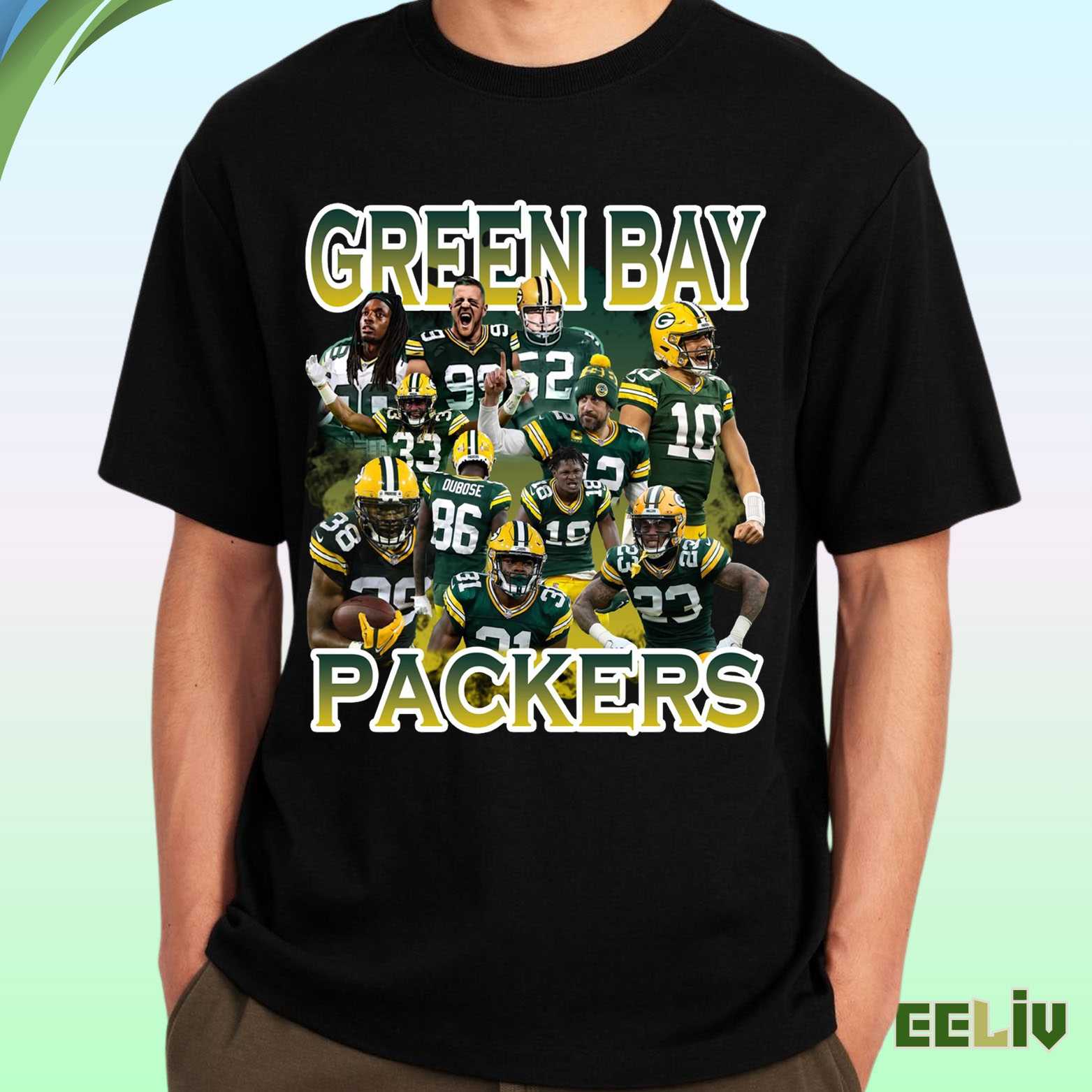Green Bay Packers Nfl Shirt - Star Players Lineup Fan Tribute Tee
