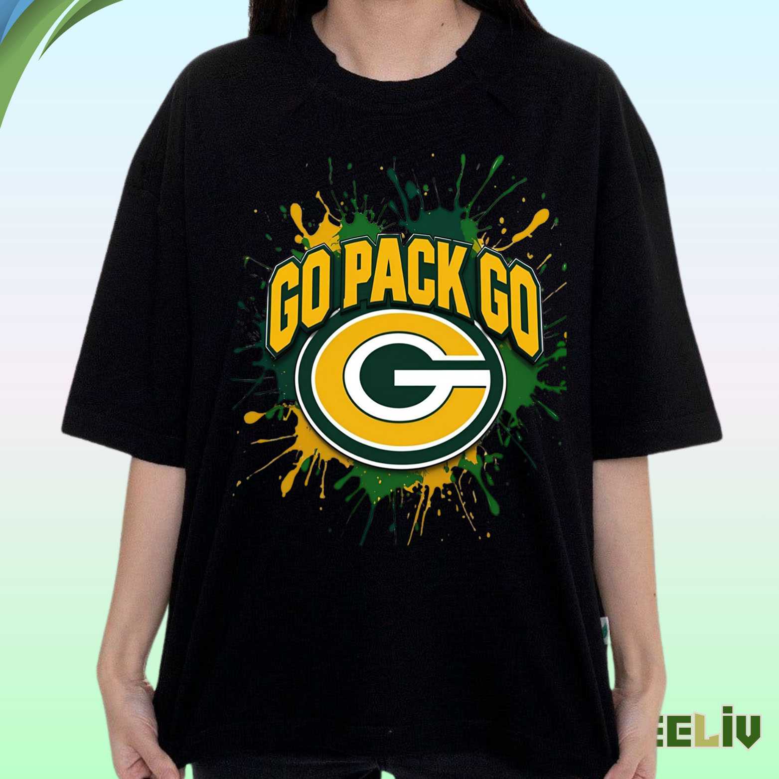 Green Bay Packers Shirt - Go Pack Go Splash Logo Fan Tee