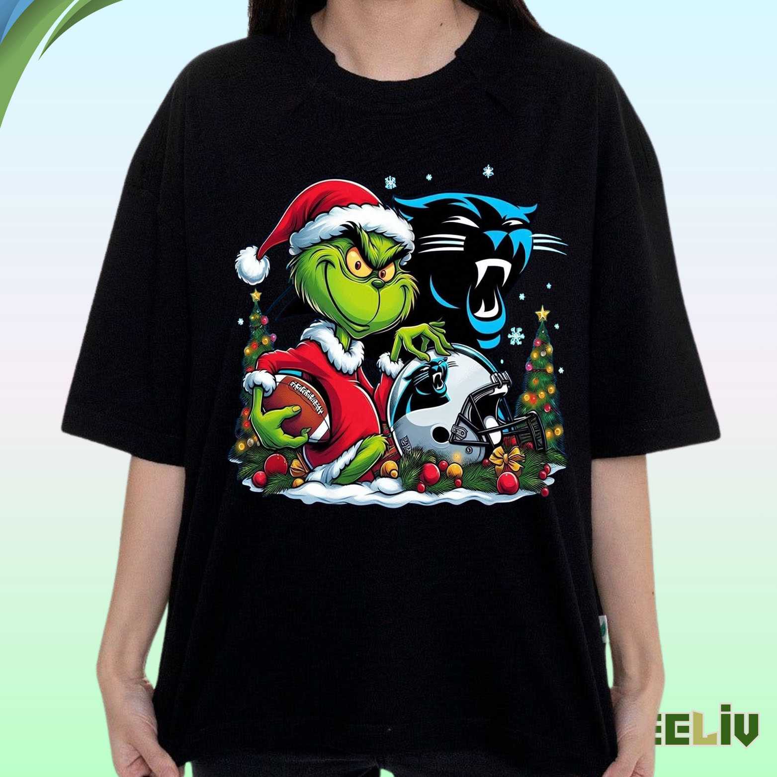 Carolina Panthers Grinch Christmas T Shirt - Holiday Fan Merch