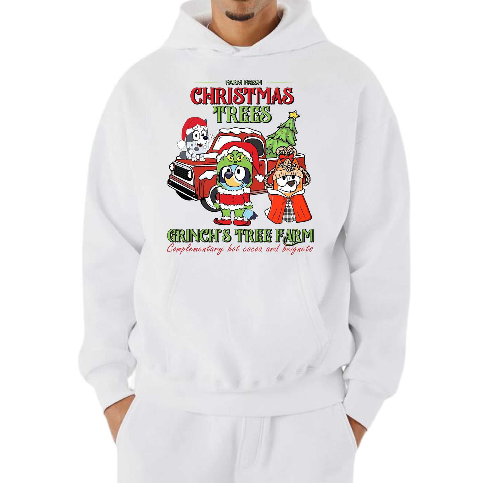 Grinch Farm Hoodie – Cartoon Christmas Tree Pullover