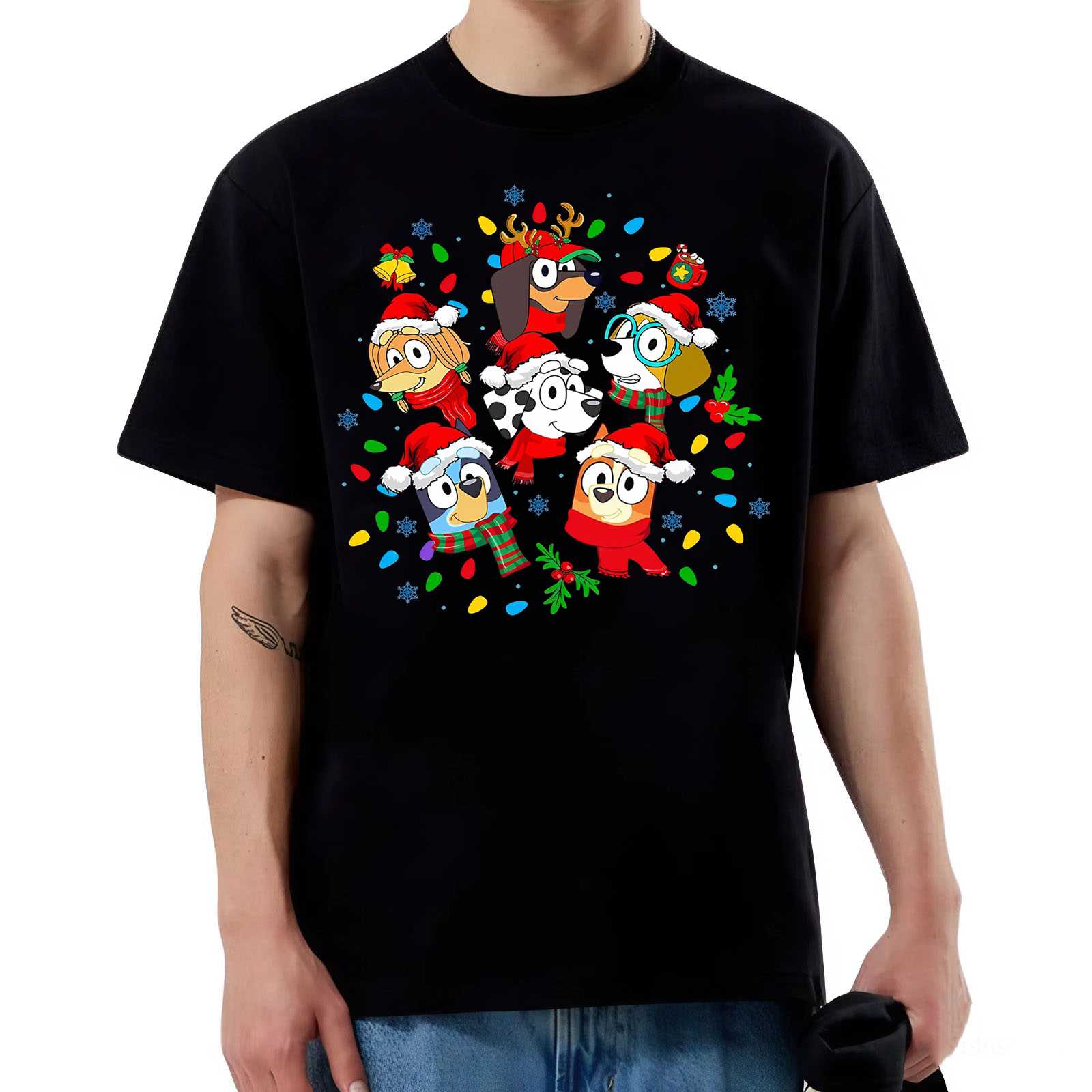Christmas Dog Squad Tee – Festive Cartoon Friends Shirt