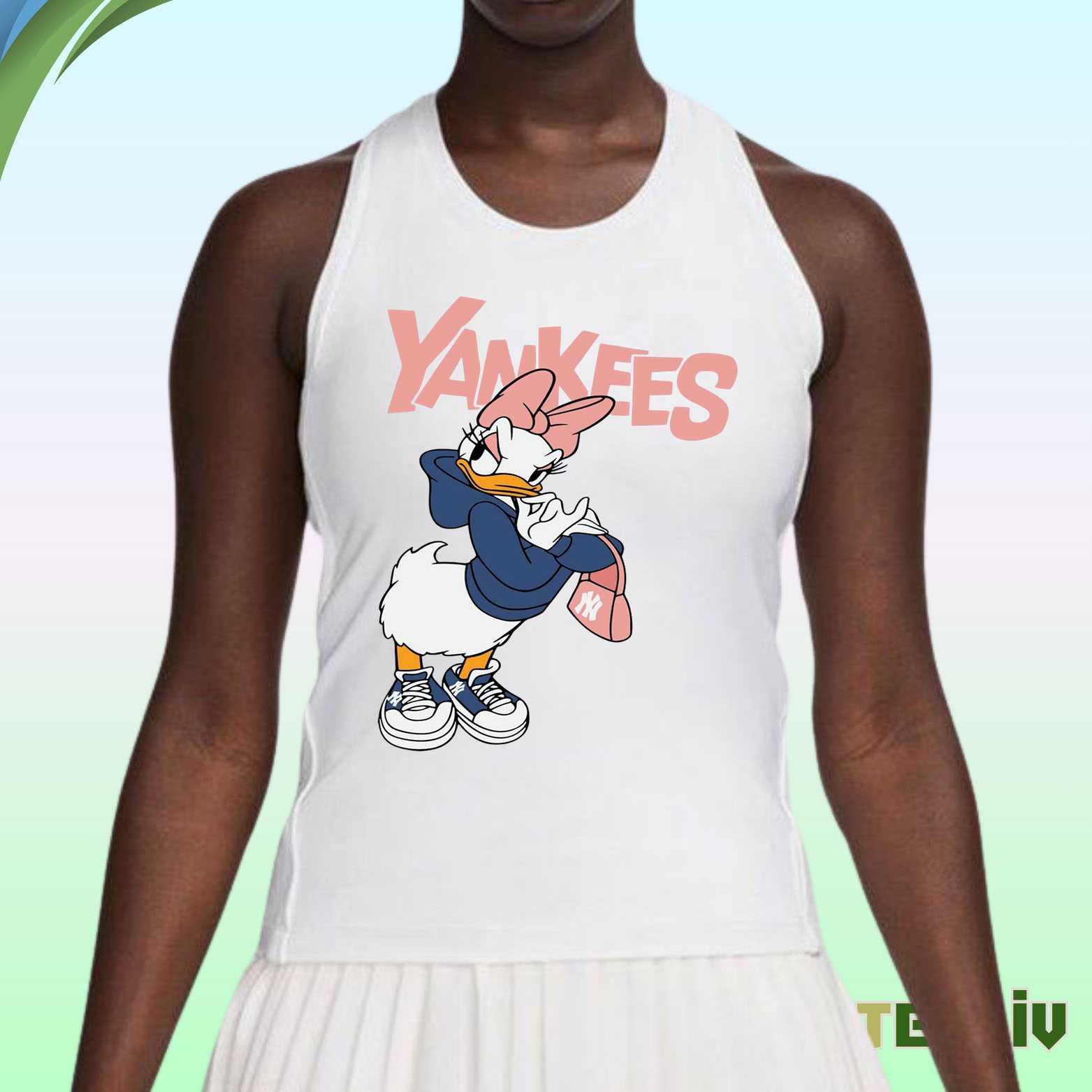 Yankees Daisy Duck Street Style Tank Top – Cute Cartoon Baseball Fan Design