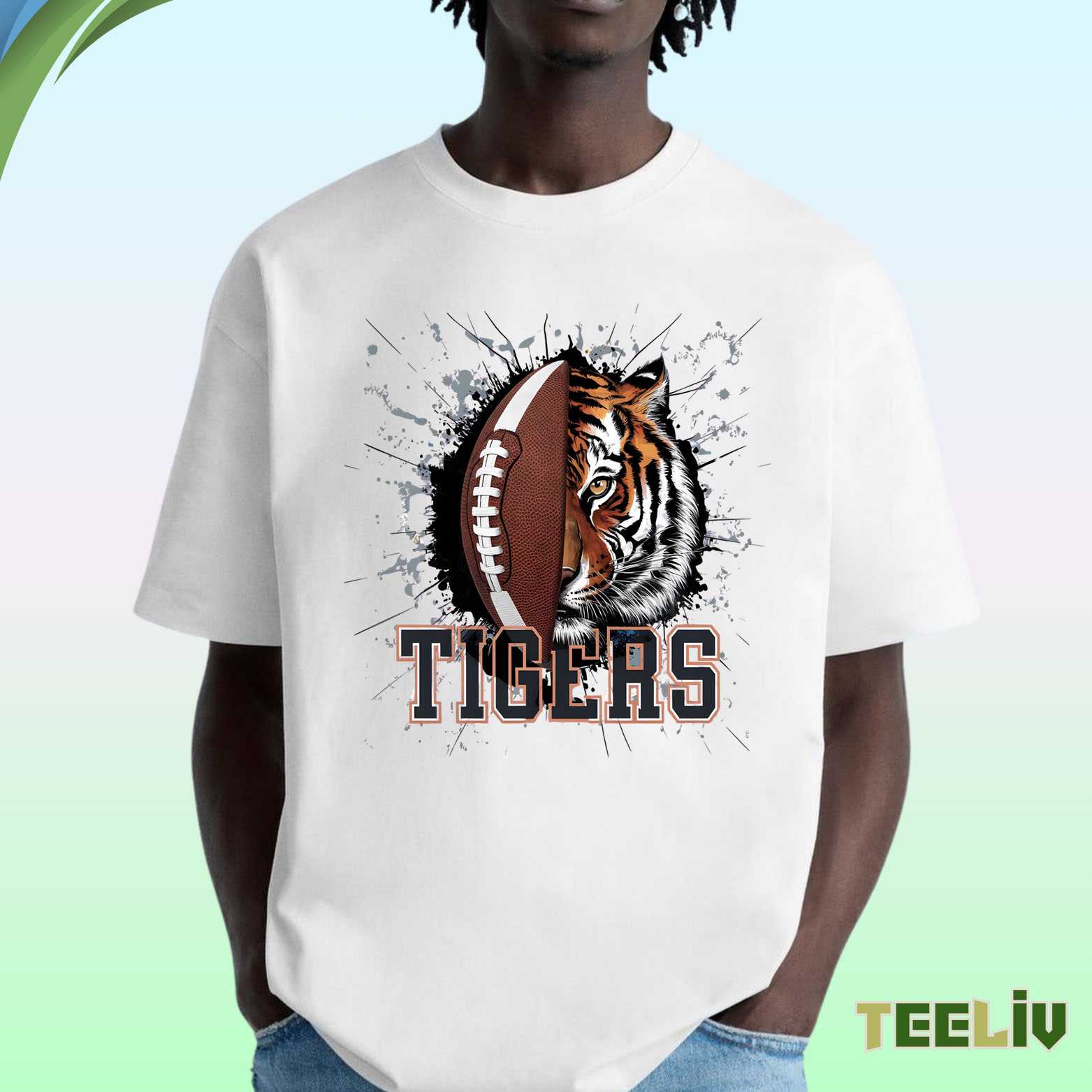 Fierce Tigers Split Football Tee – Game Day Spirit Shirt