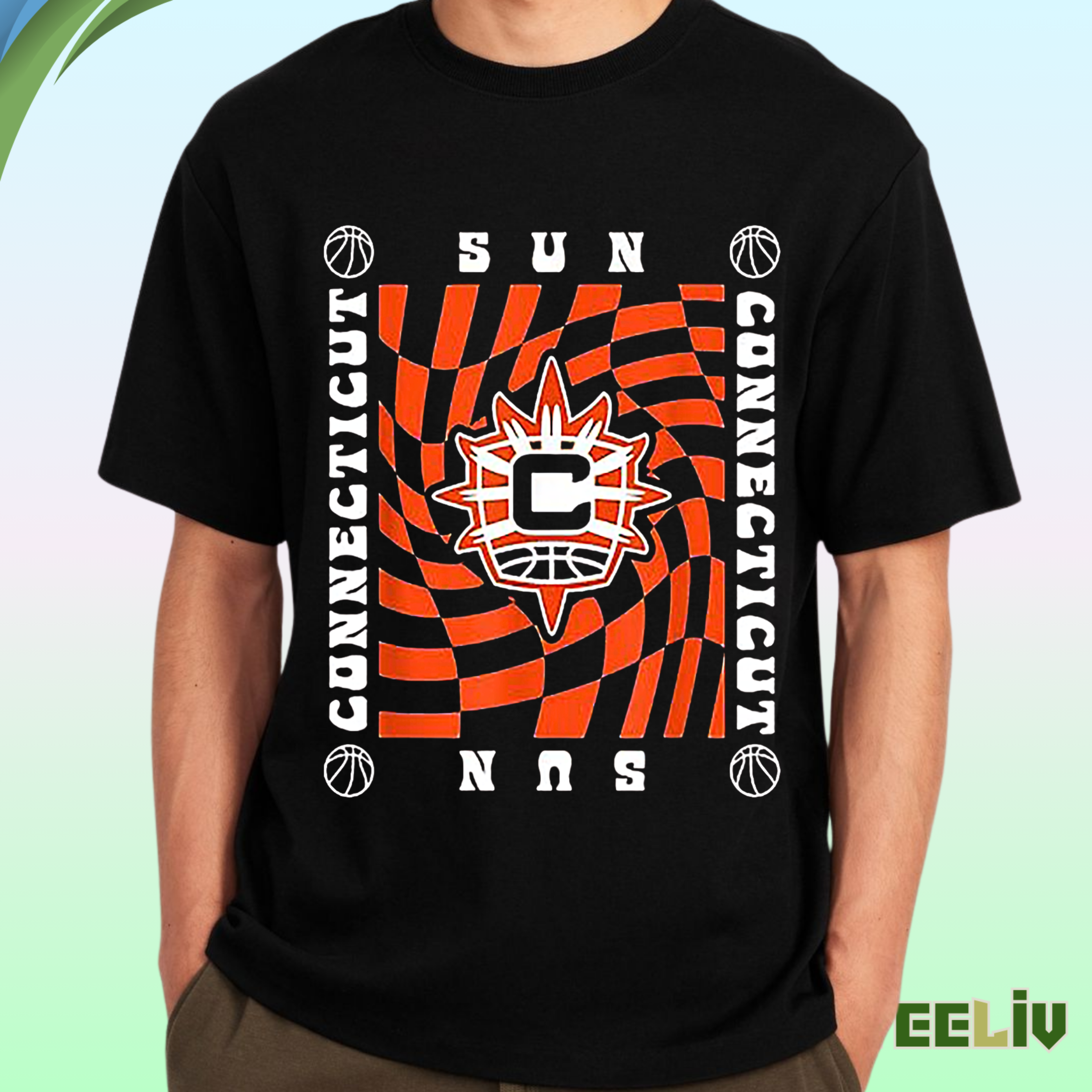 Connecticut Sun Psychedelic Logo Tshirt - Wnba Basketball Graphic Tee For True Fans