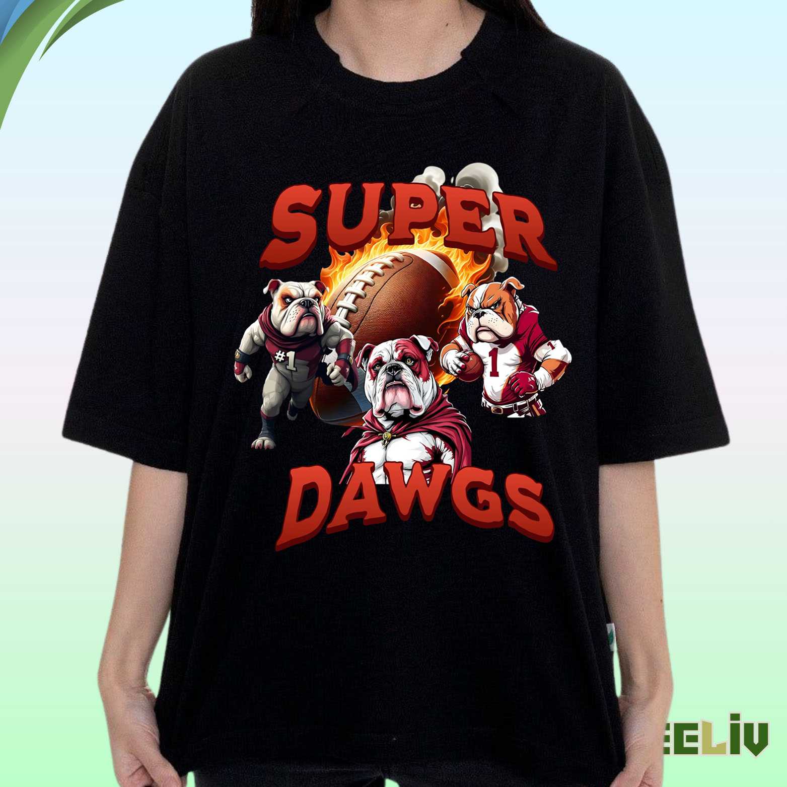 Super Dawgs Football Shirt – Bulldog Mascot Champions Graphic Tee