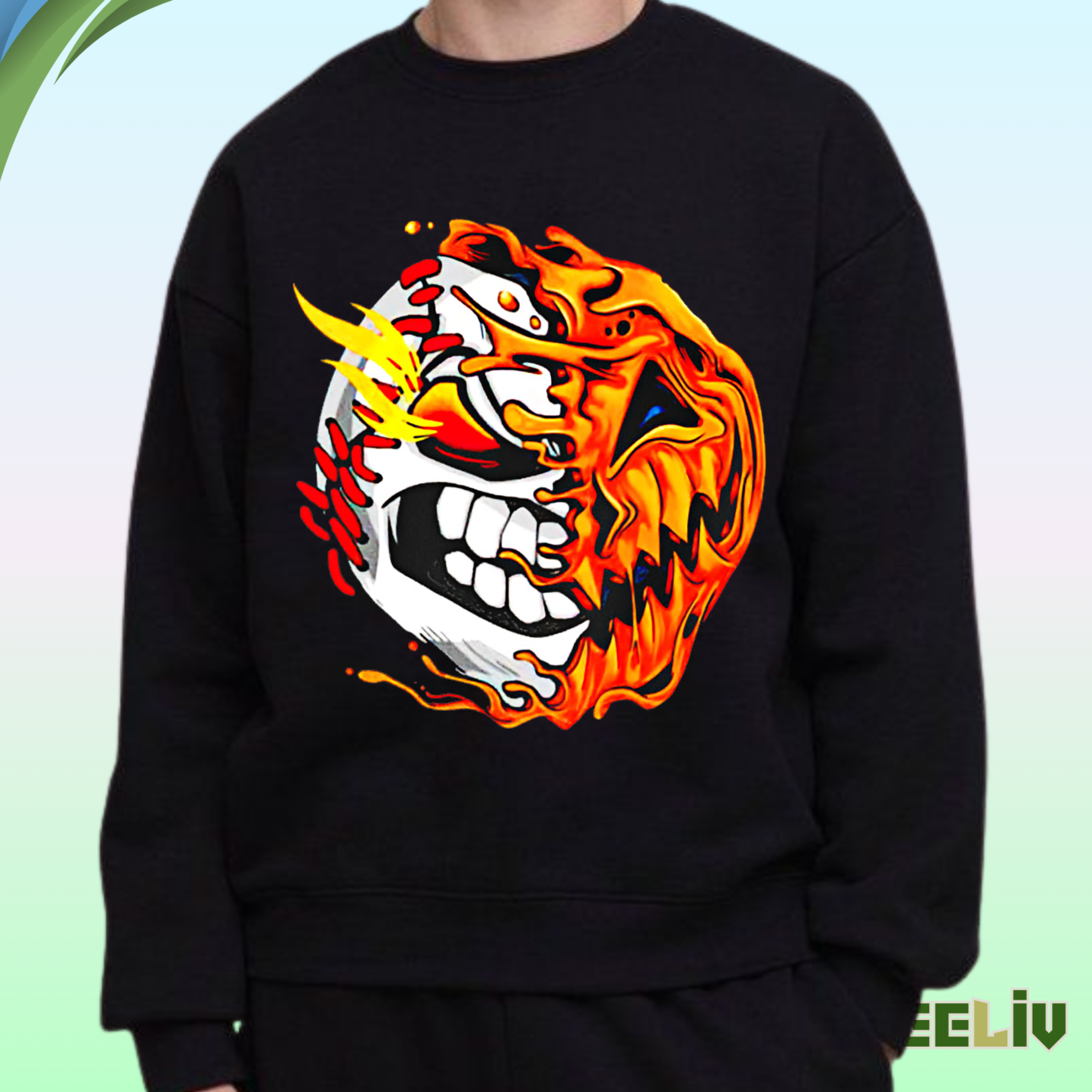 Inferno Pitch Sweatshirt - Pumpkin X Baseball Fusion