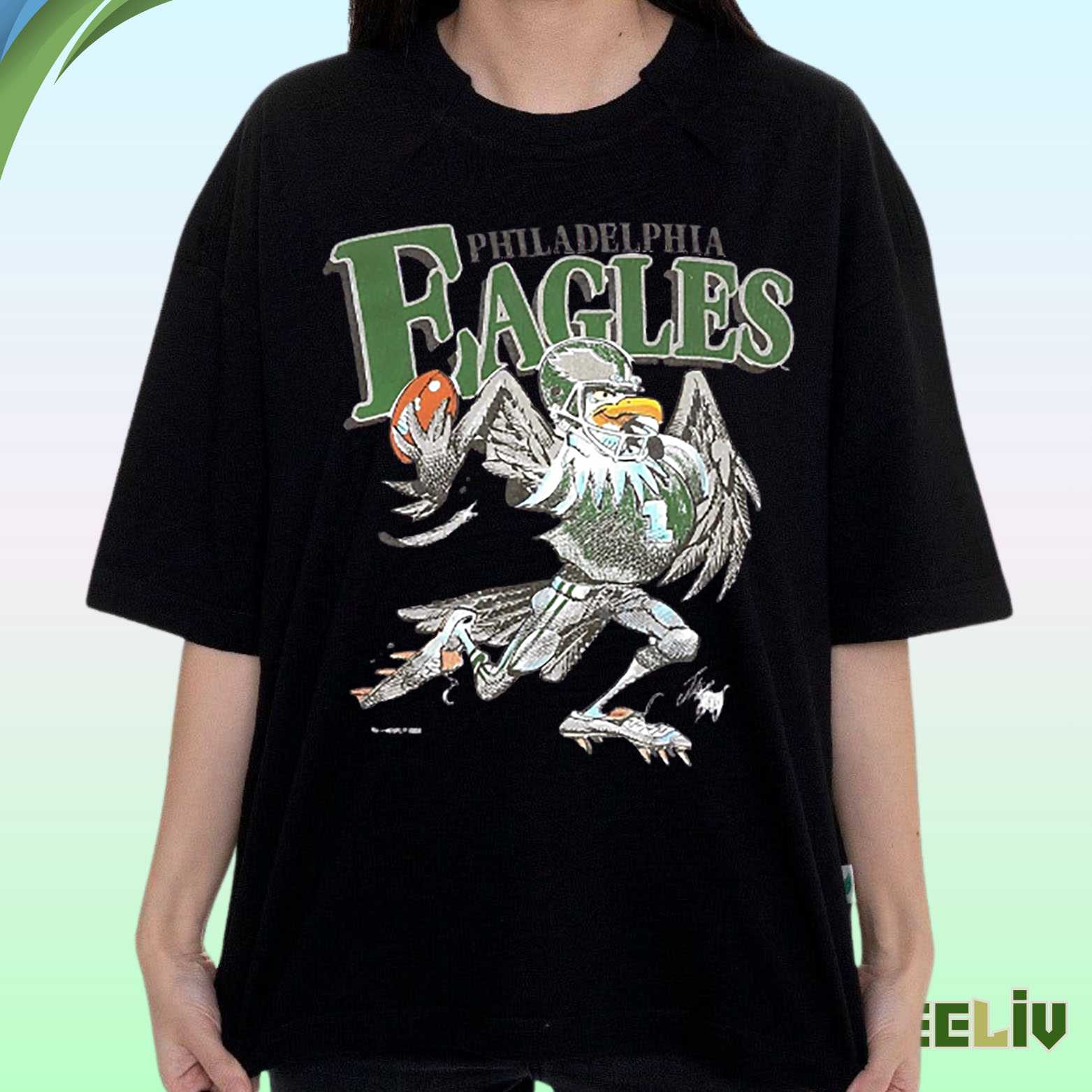 Philadelphia Eagles Vintage Oversized Black T Shirt – Retro Football Graphic Game Day Fan Tee