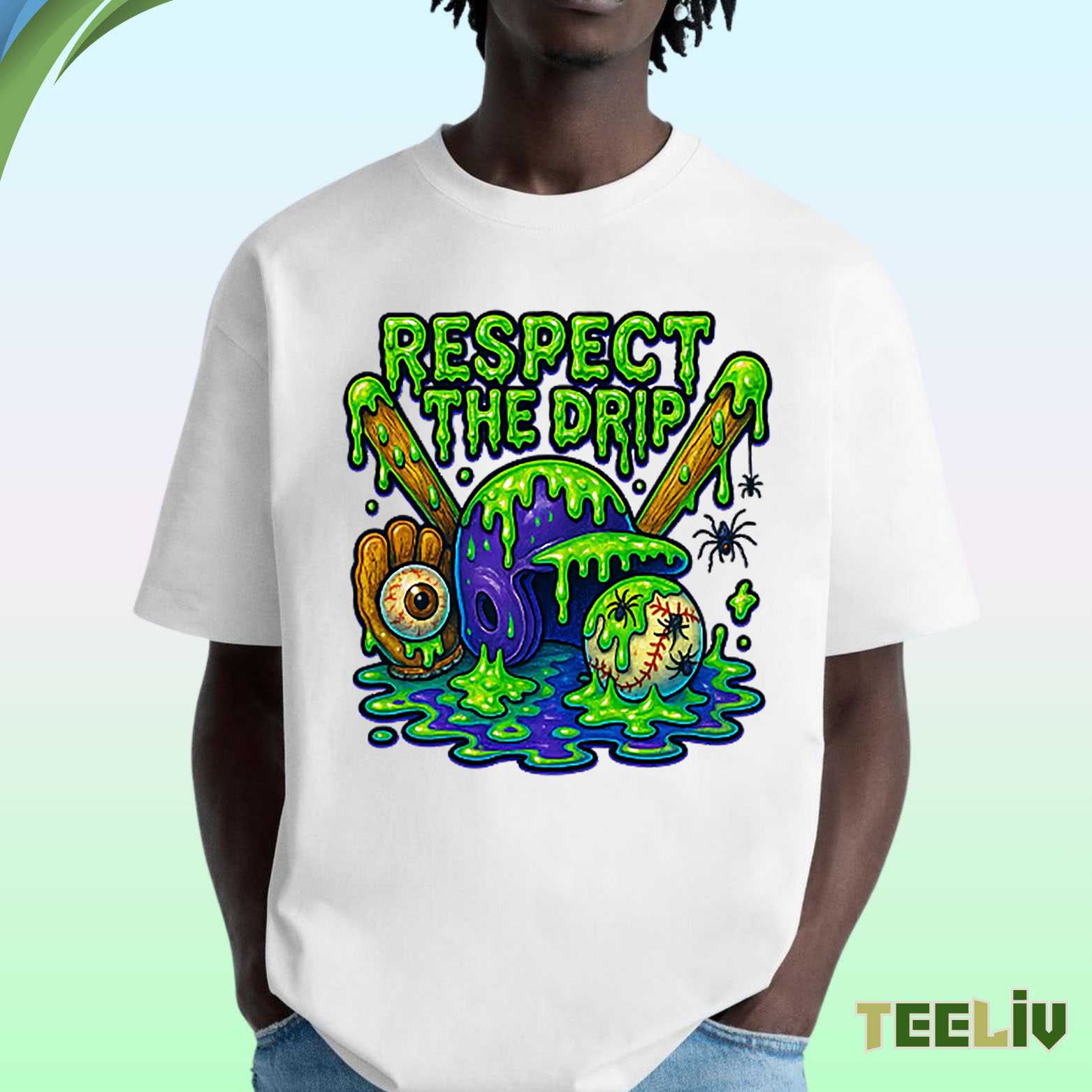 Respect The Drip T Shirt – Slime Baseball Halloween Edition