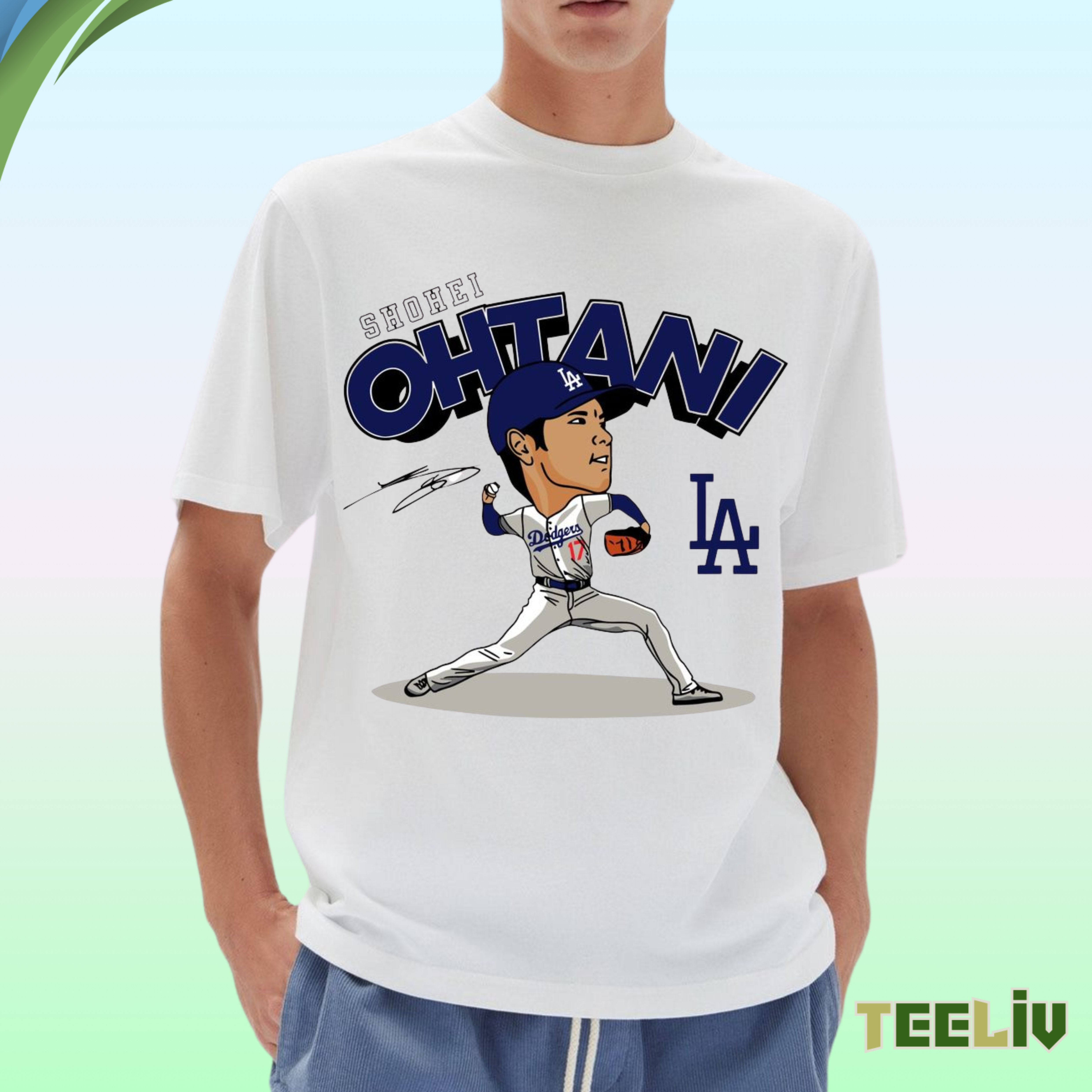 The Shohei Ohtani Shirt - Dodgers Cartoon Pitcher 2025 Merch