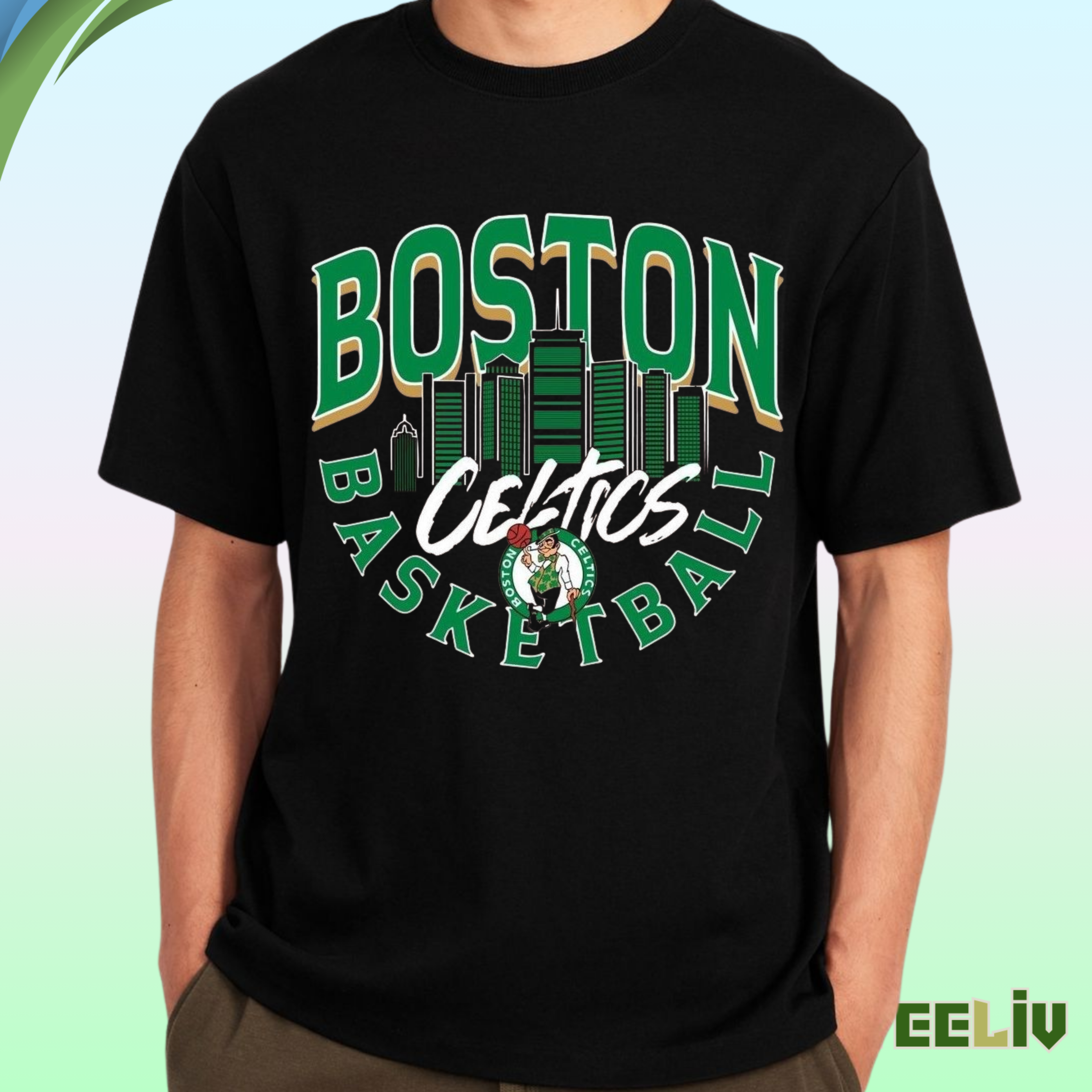 Boston Celtics City Skyline Shirt - Retro Basketball Fan Tee