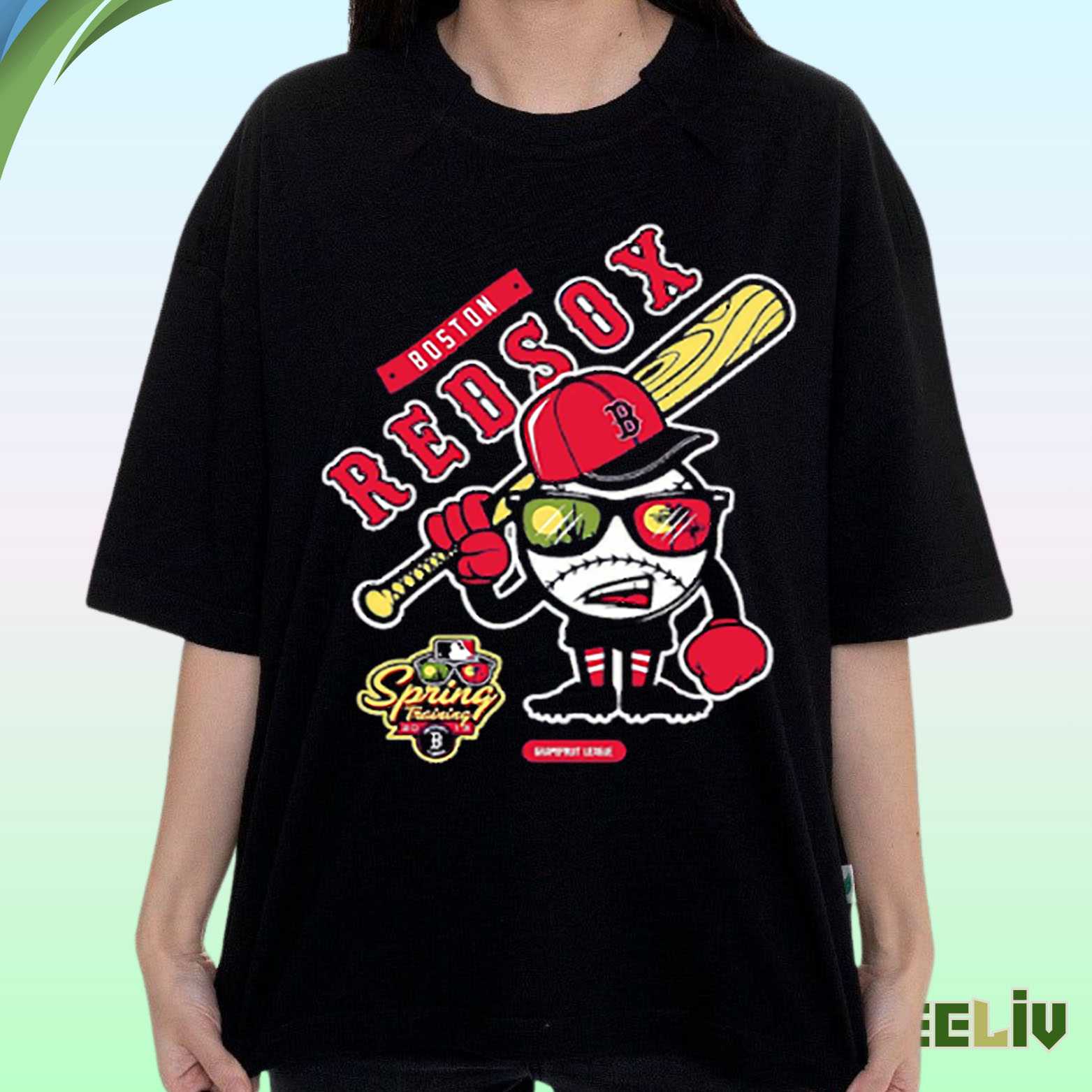 Redsox Cartoon Baseball Tee - Boston Baseball Graphic Tee