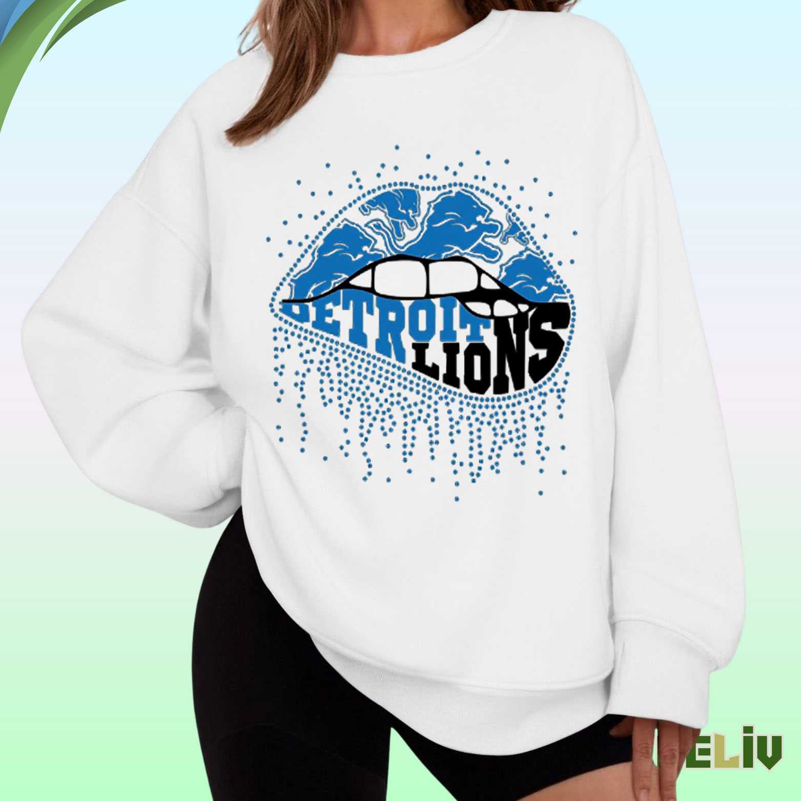 Detroit Lions Bold Lip Sparkle – Game Day Sweatshirt