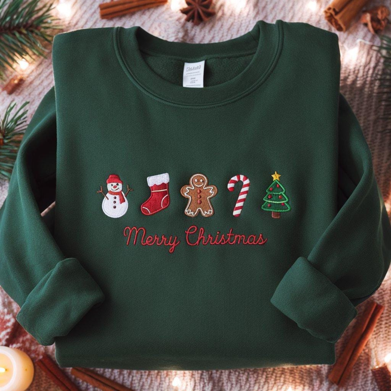 Snowman Festive Icons Embroidered Design - Merry Christmas Sweatshirt