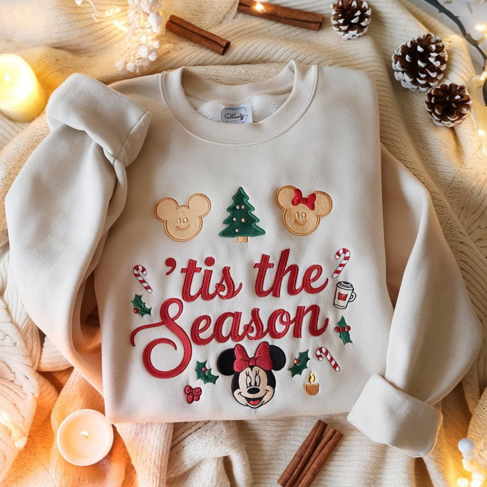 Tis The Season Icons Embroidered Design - Merry Christmas Sweatshirt