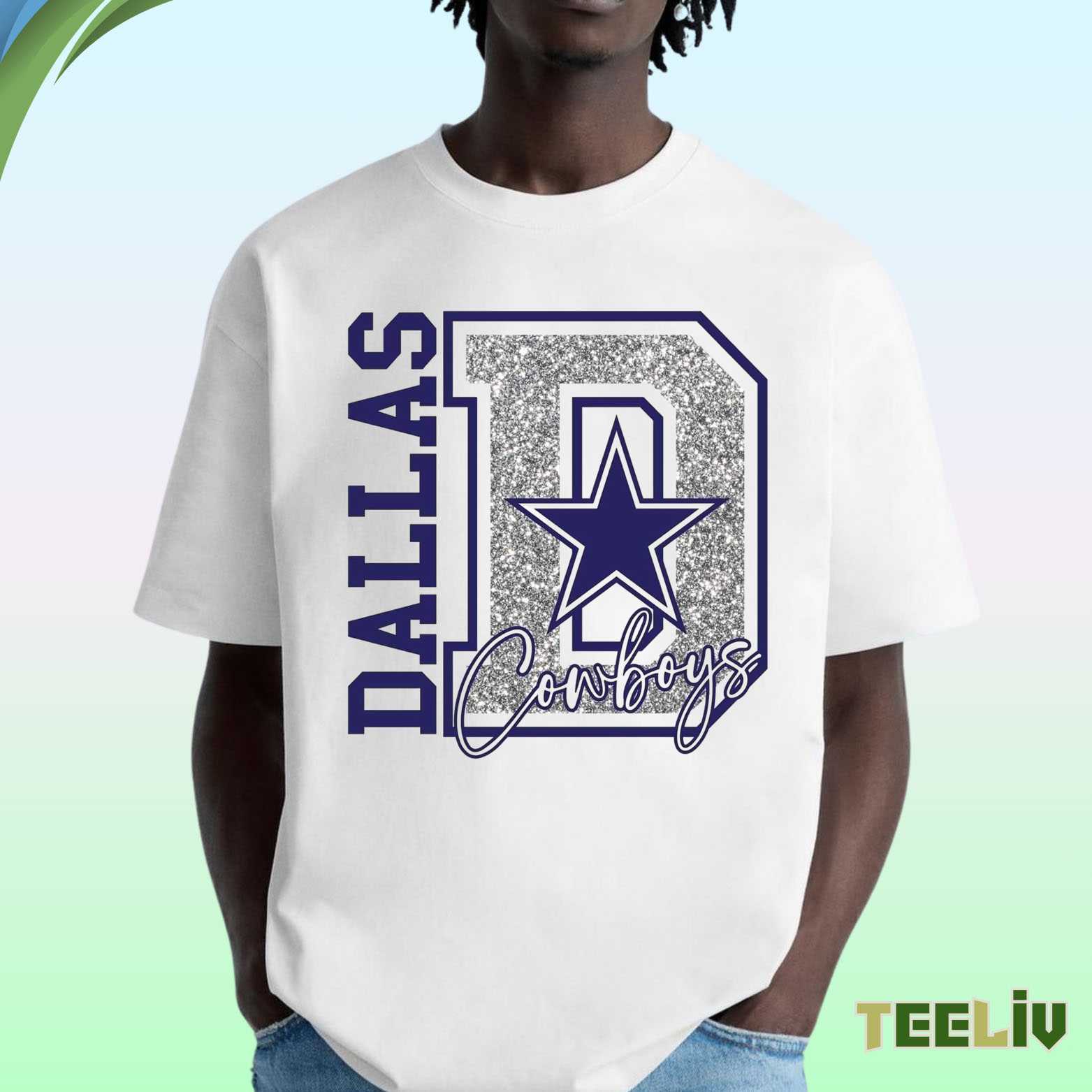 Glitter D Cowboys Fan Tee - Dallas Cowboys Fashion Tee