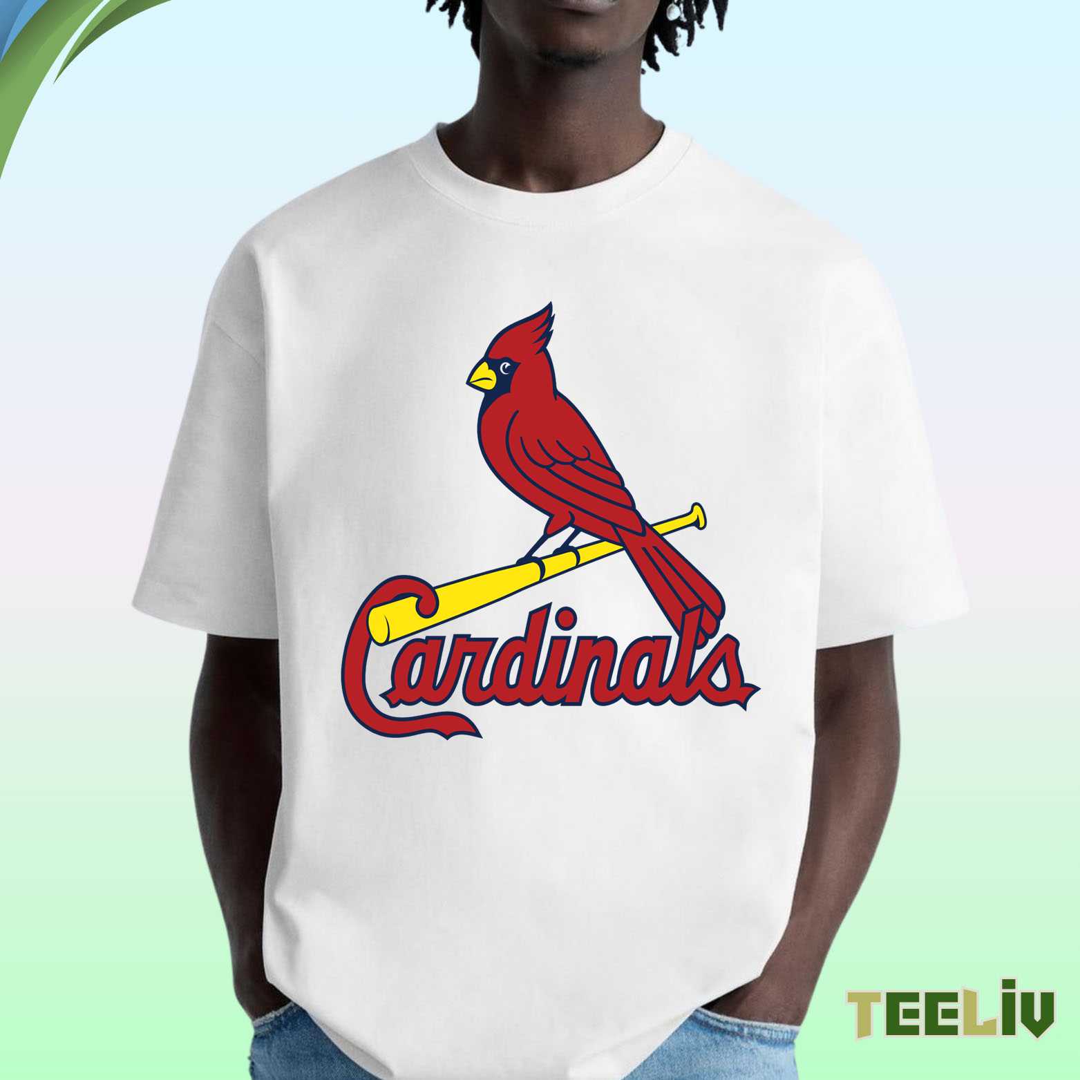 Bird On Bat Logo Tee - St Louis Cardinals Fan Tee
