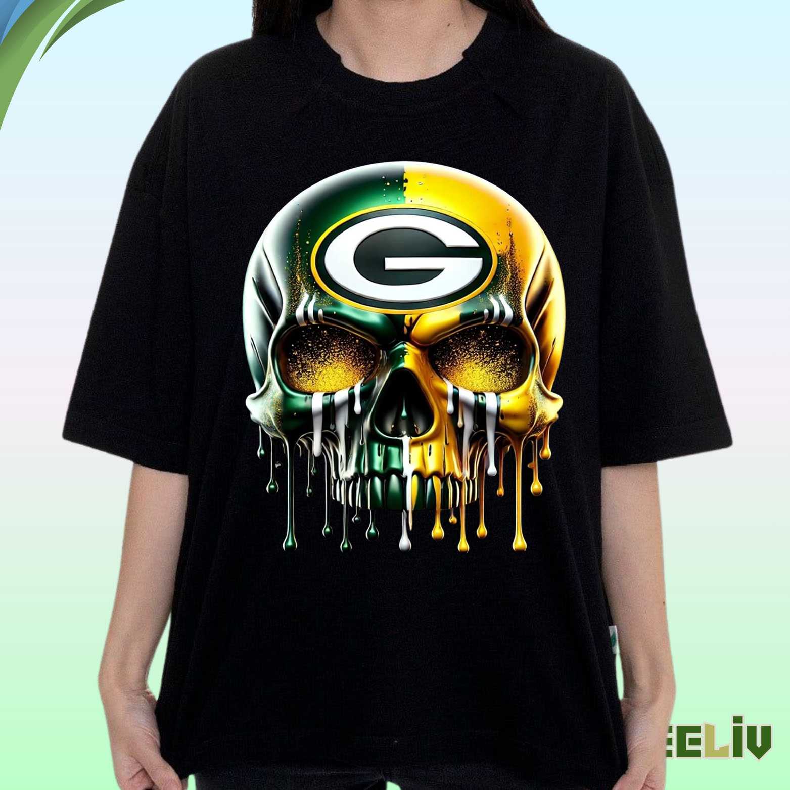 Green Bay Packers Skull T Shirt – Unique Nfl Football Fan Tee