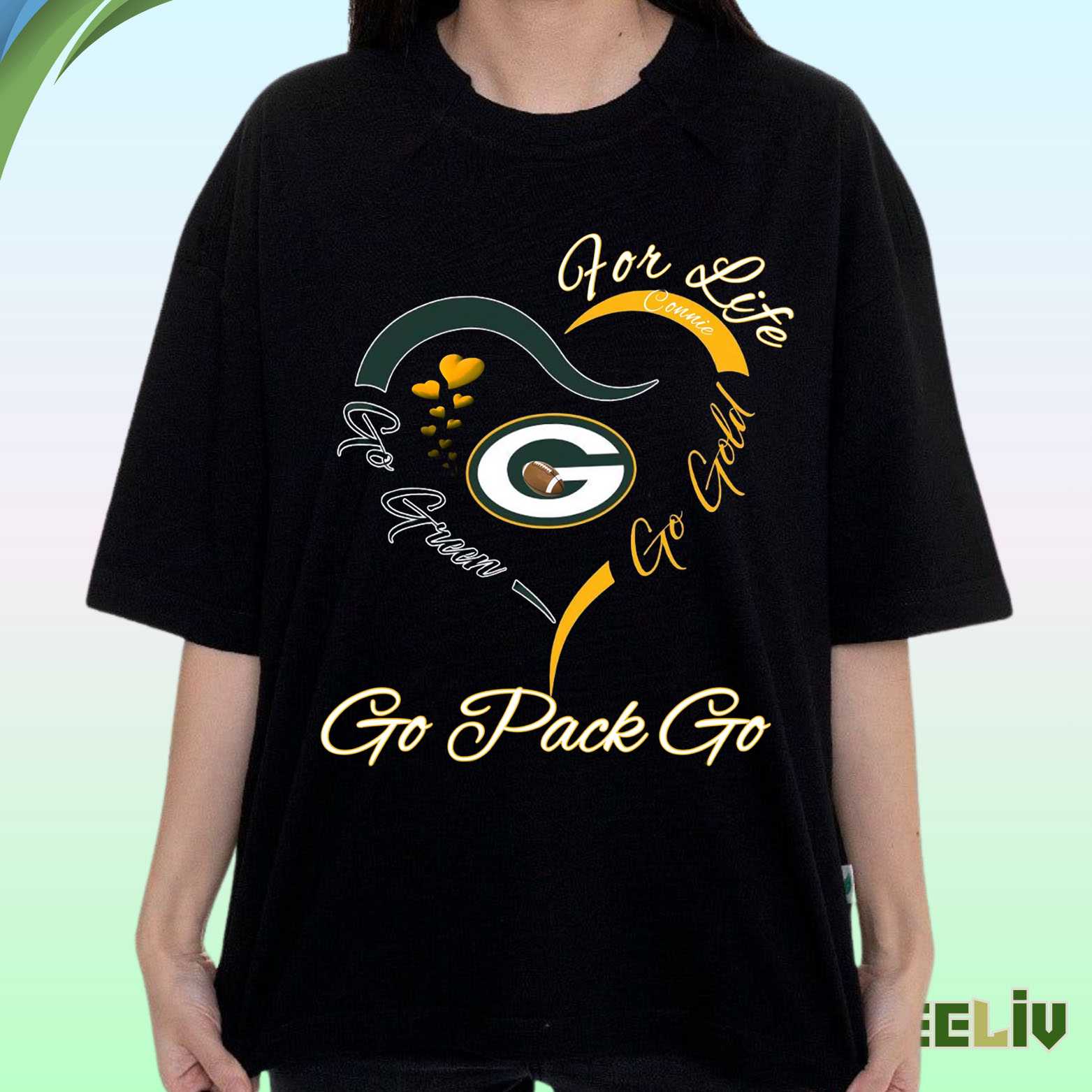 Green Bay Packers Heart T Shirt – Go Pack Go Nfl Fan Tee