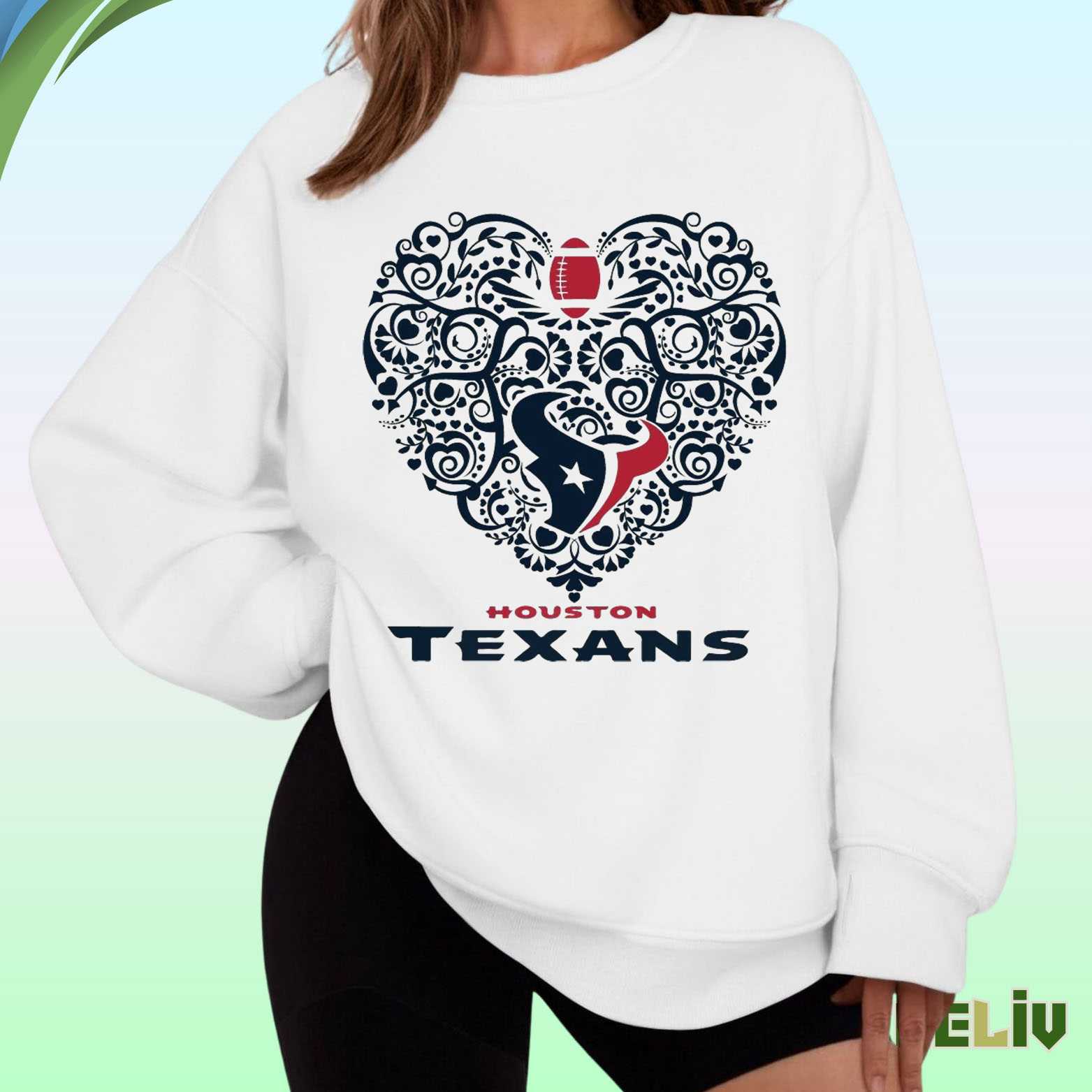 Houston Texans Heart Sweatshirt -Unisex Football Love Crewneck
