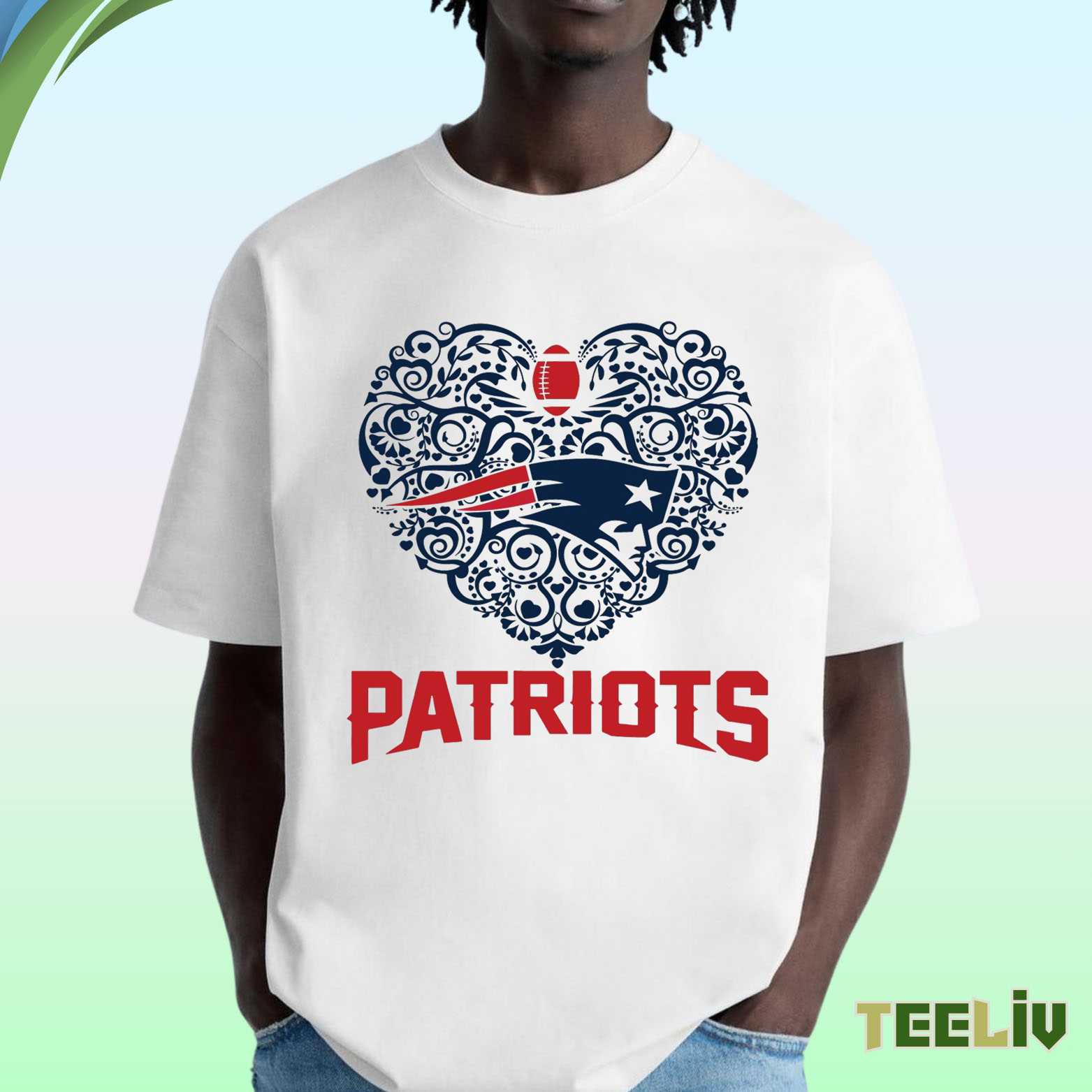 New England Patriots Heart T Shirt -Unisex Football Love Tee