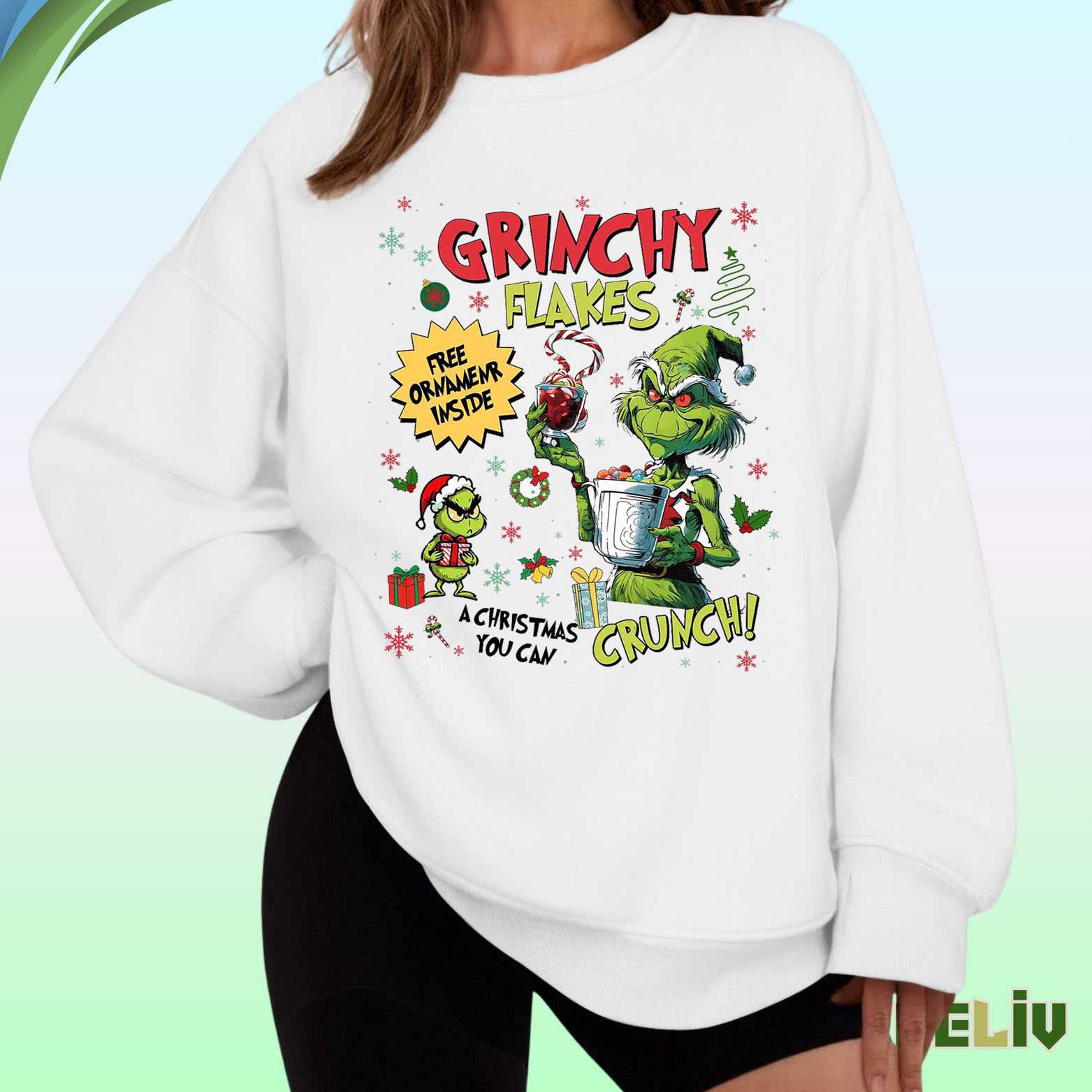 Grinchy Flakes Sweatshirt – Christmas Crunch Sweatshirt