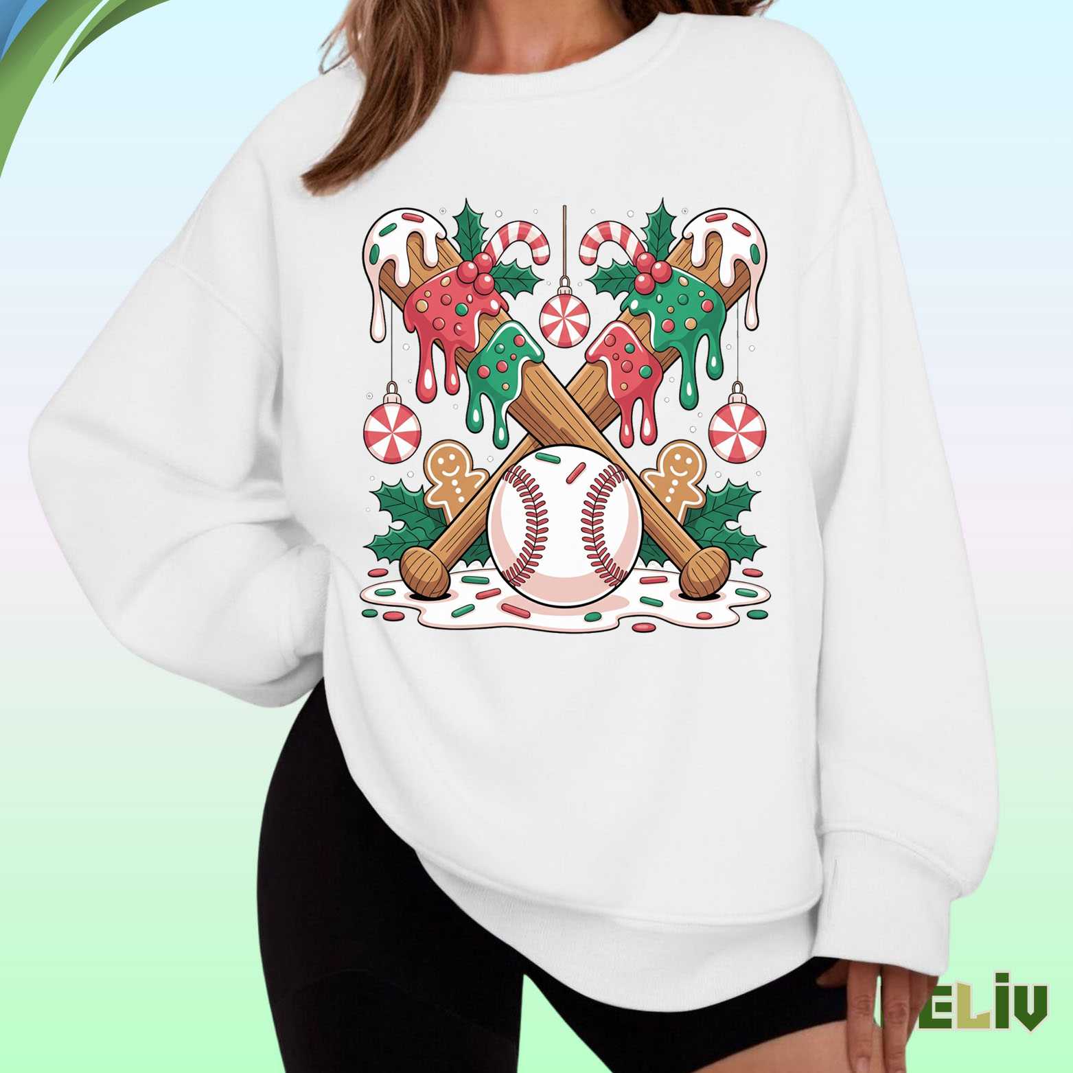 Baseball Christmas Sweatshirt – Candy Bat Sweatshirt