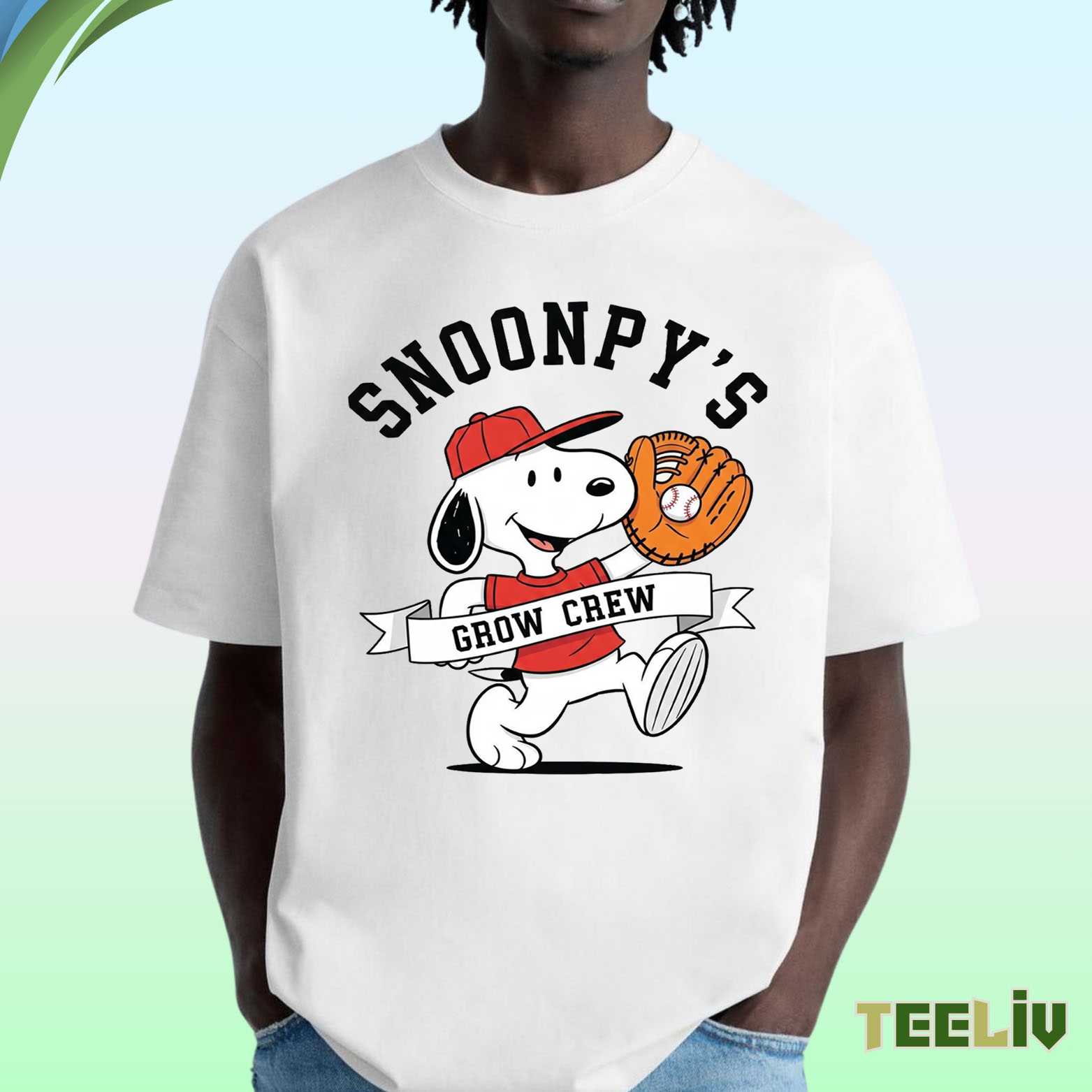 Snoopy’s Grow Crew Baseball Tee – Playful Cartoon Style Shirt