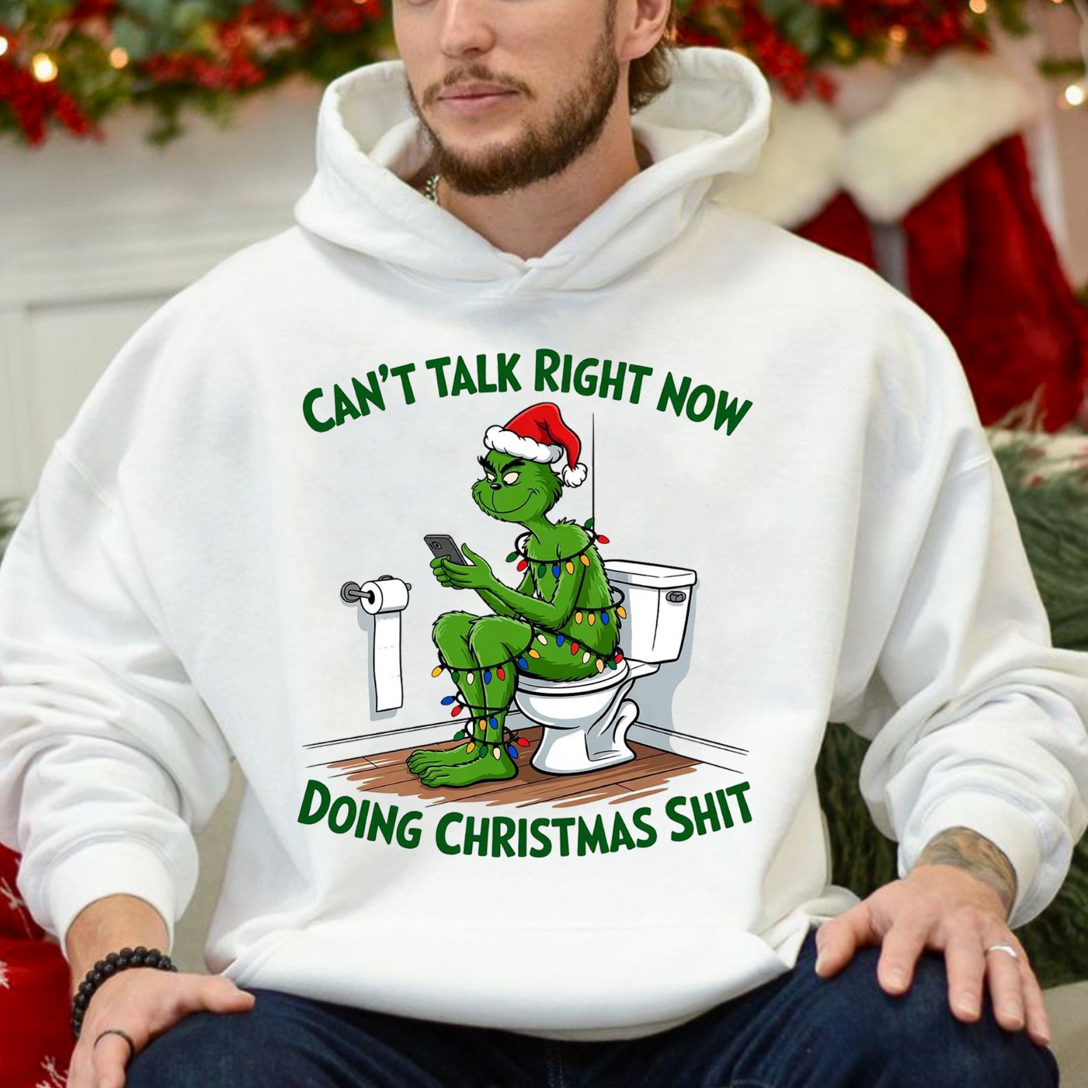 Christmas Grouchy Humor Hoodie – Funny Holiday Bathroom Pullover Christmas Grouchy Humor Hoodie – Funny Holiday Bathroom Pullover