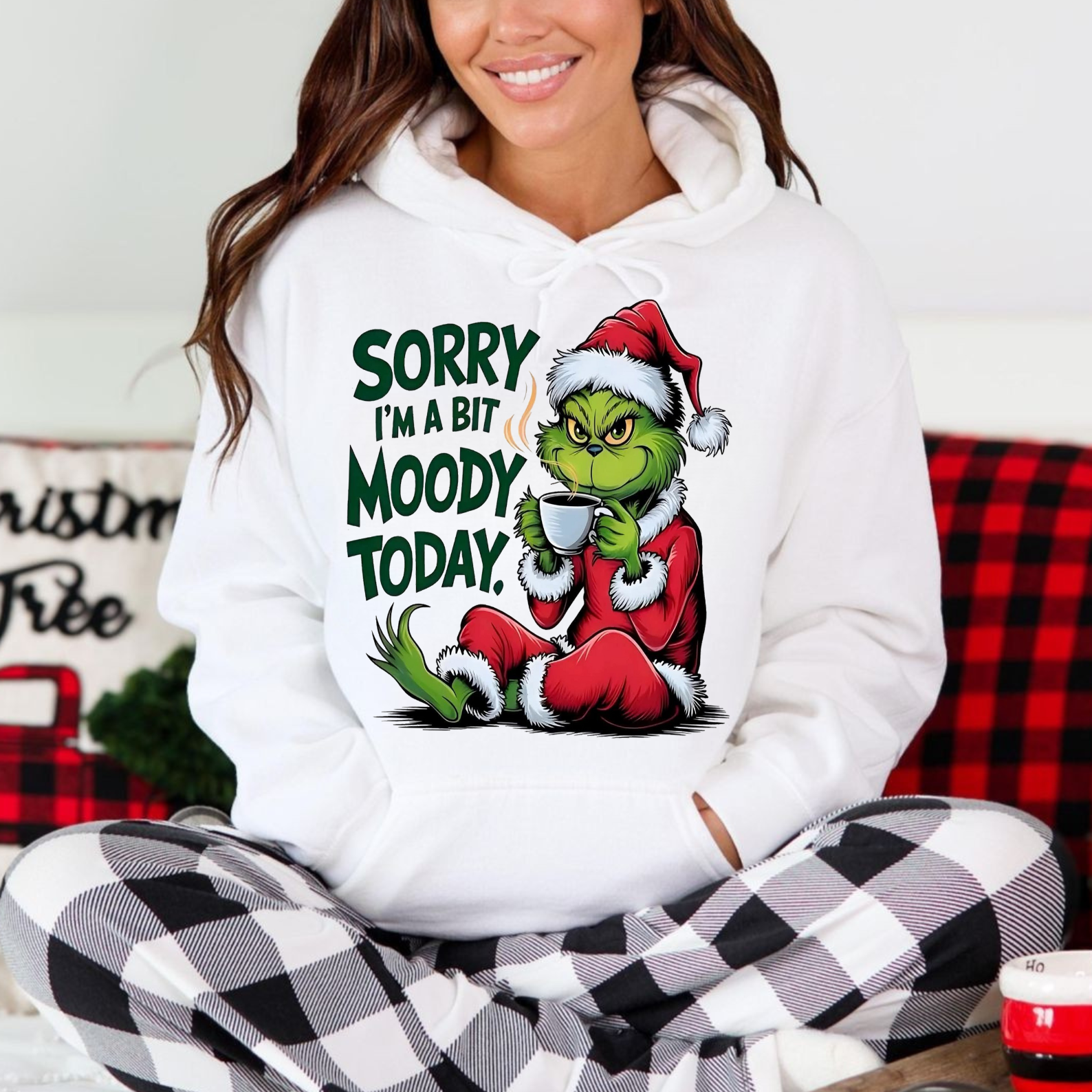 Moody Christmas Hoodie – Funny Grumpy Holiday Coffee Sweatshirt