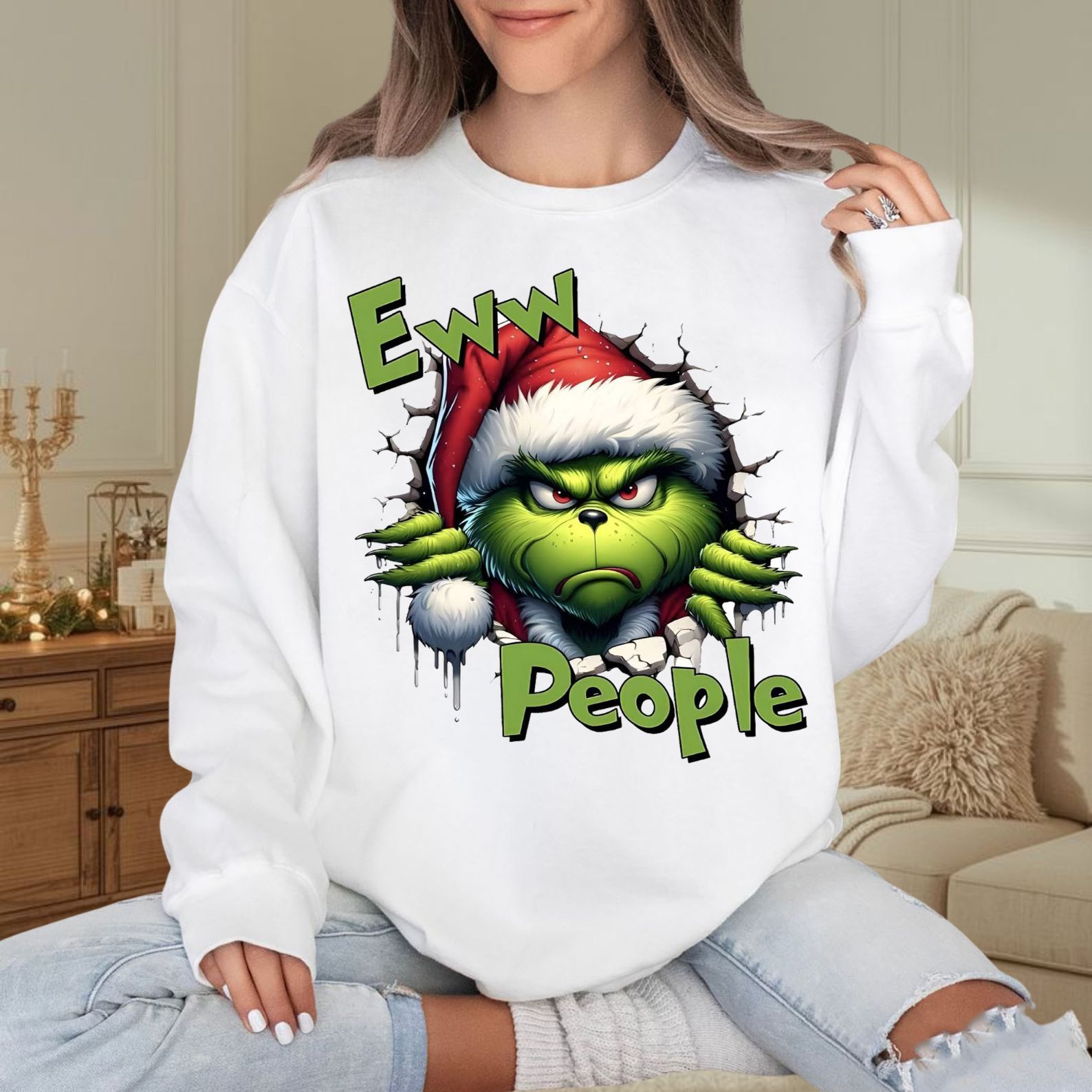 Eww People Christmas Sweatshirt – Funny Grumpy Holiday Santa Pullover