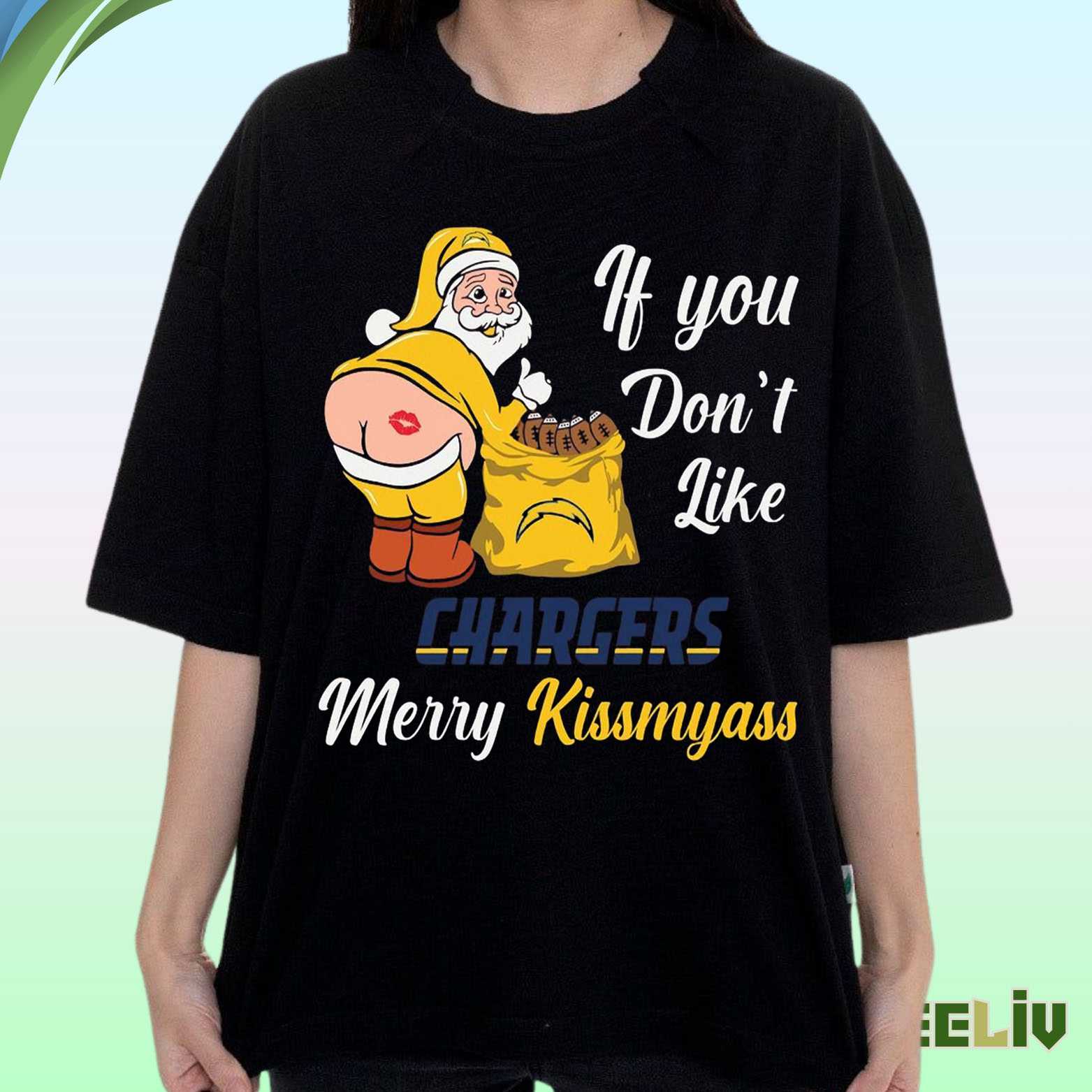 Chargers Merry Kissmyass Tee – Funny Christmas Football Fan Shirt