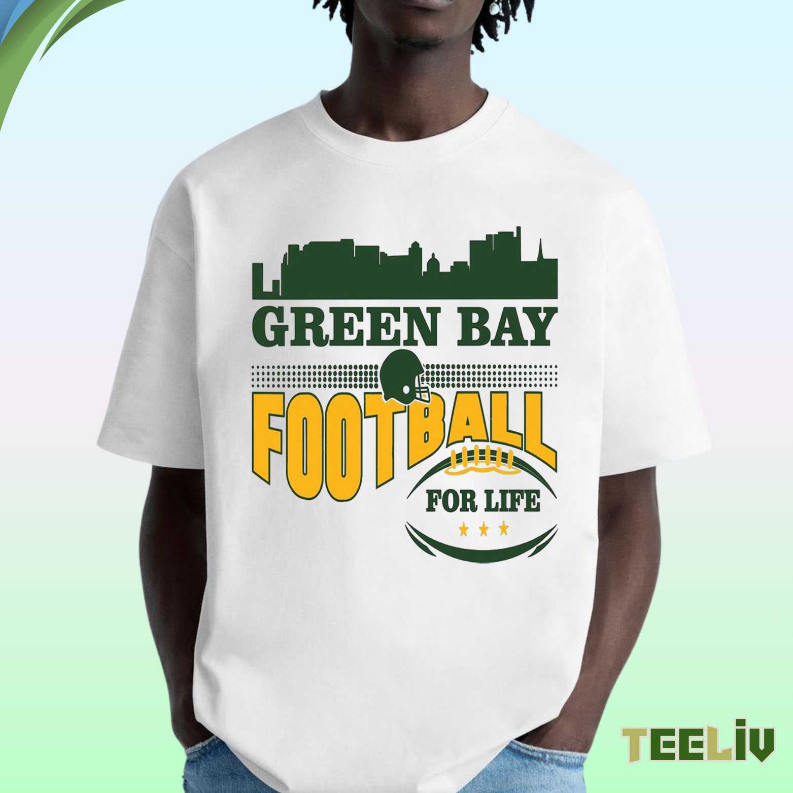 Green Bay Football T Shirt - For Life Skyline Tee