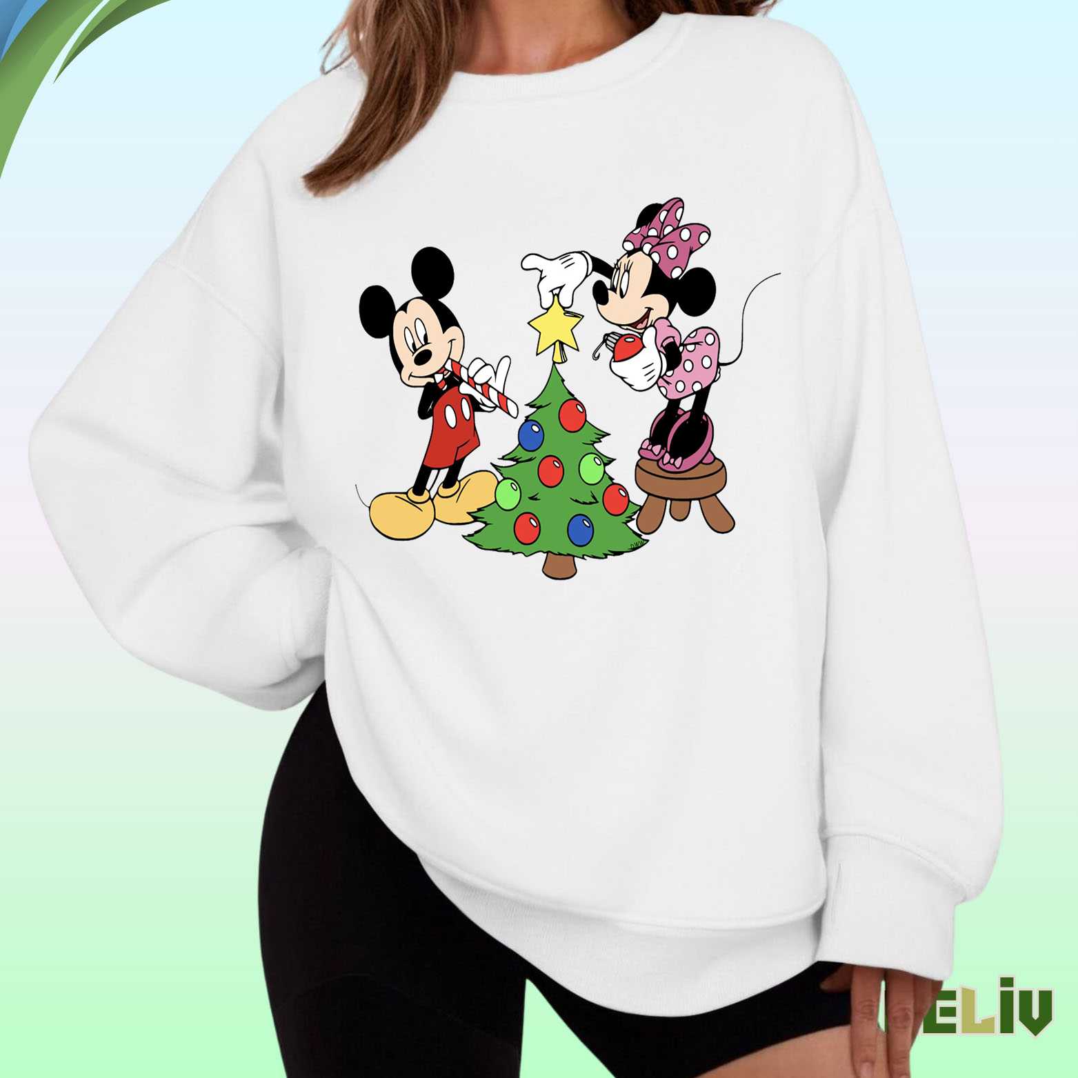 Mickey & Minnie Love Christmas Tree Trimming Sweatshirt