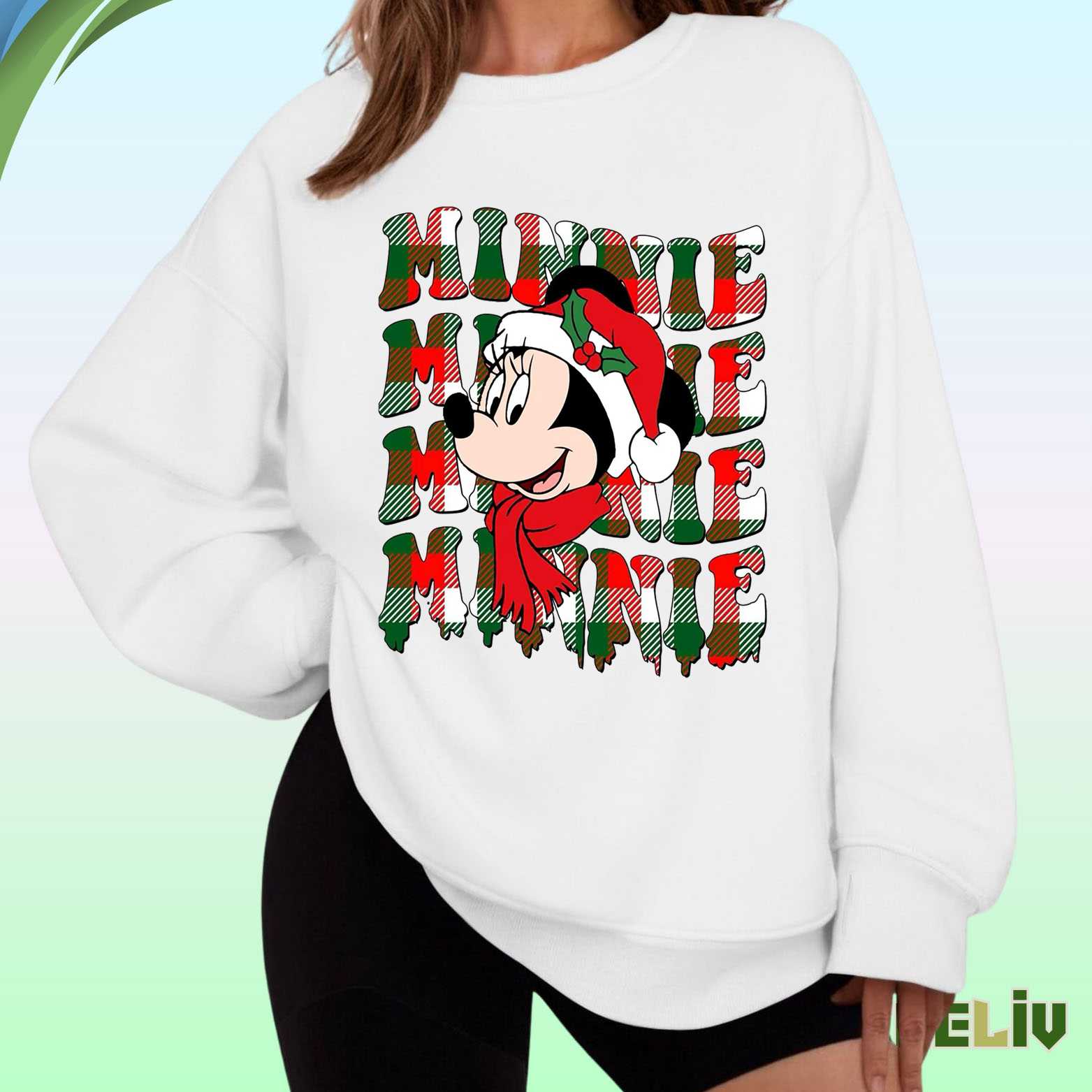 Plaid Minnie Mouse Vintage Christmas Style Sweatshirt
