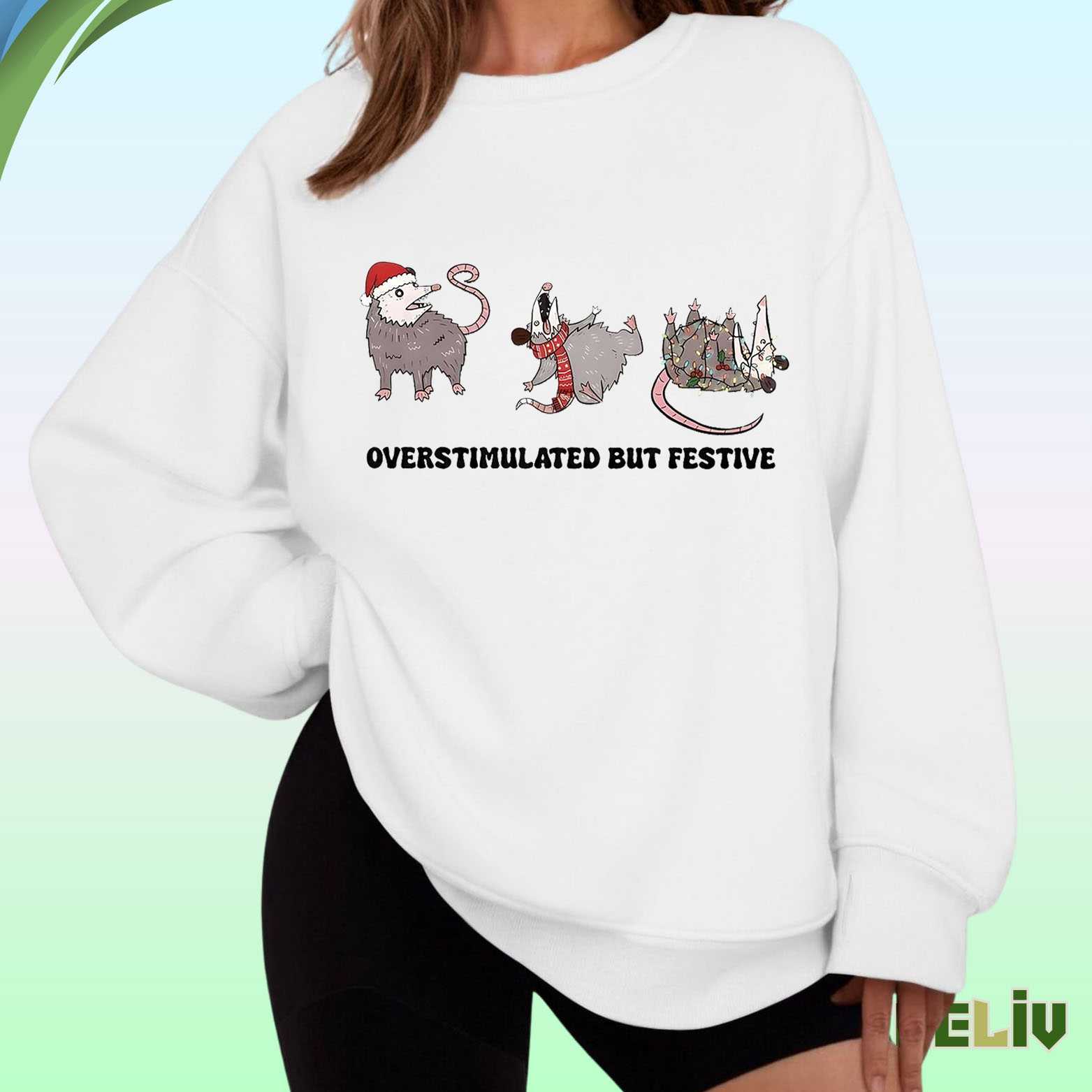 Opossum Shutdown Overstimulated Christmas Sweatshirt