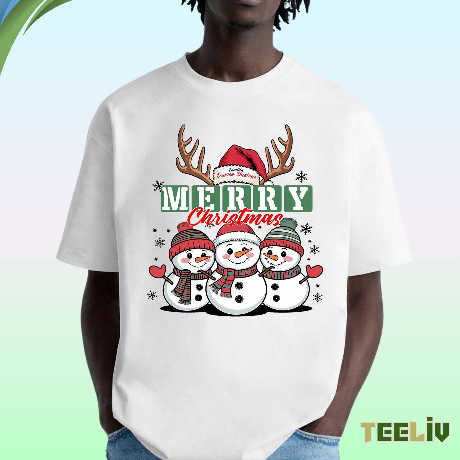 Snowman Family Merry Christmas T Shirt Cute Holiday Winter Tee