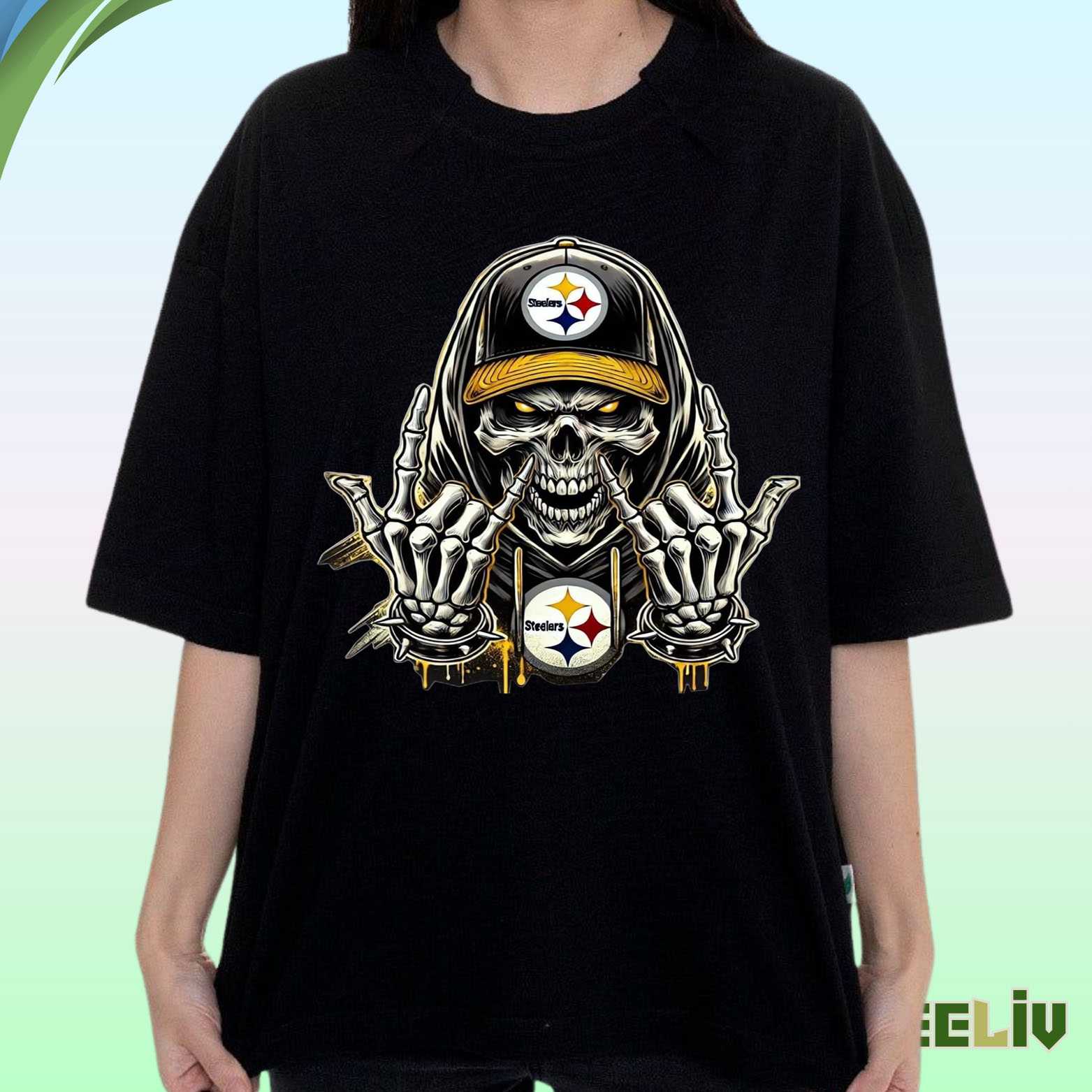 Pittsburgh Steelers Skull T Shirt – Hardcore Football Fan Tee