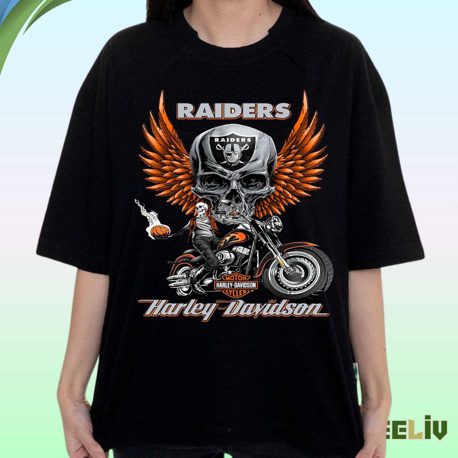 Raiders Skull T Shirt – Harley Davidson Motorcycle Biker Tee