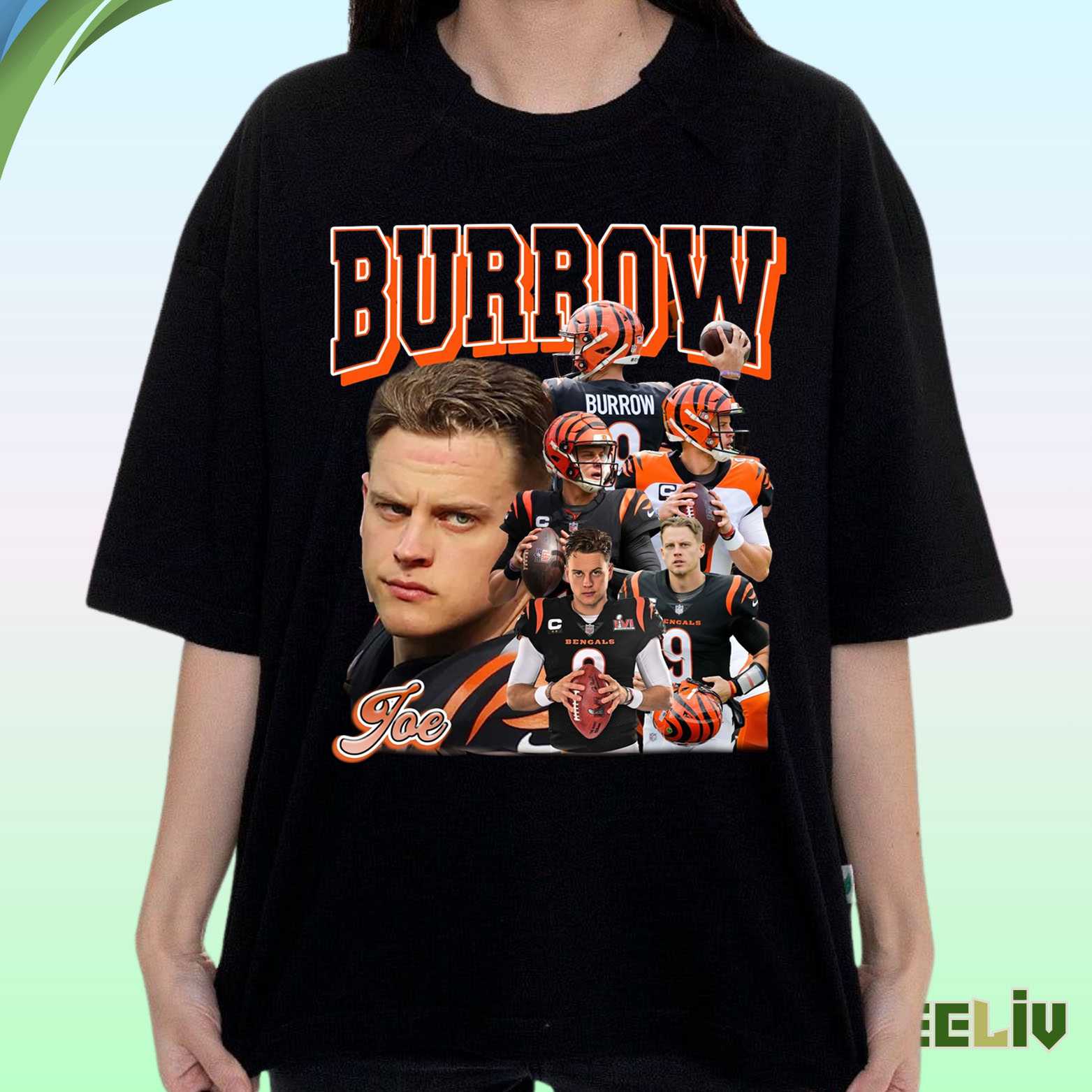 Joe Burrow Bengals Collage Tee – Football Superstar Shirt
