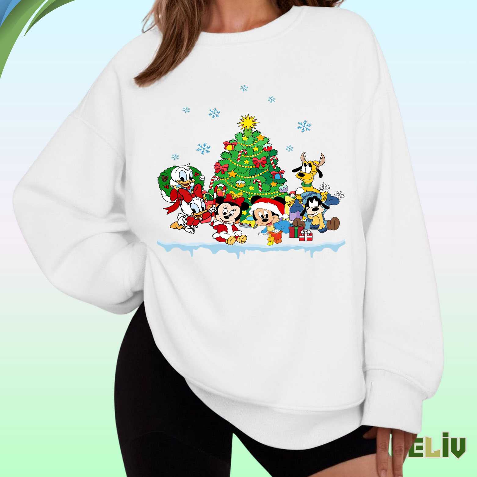 Mickey & Friends Christmas Tree Crewneck - Holiday Gathering Sweatshirt