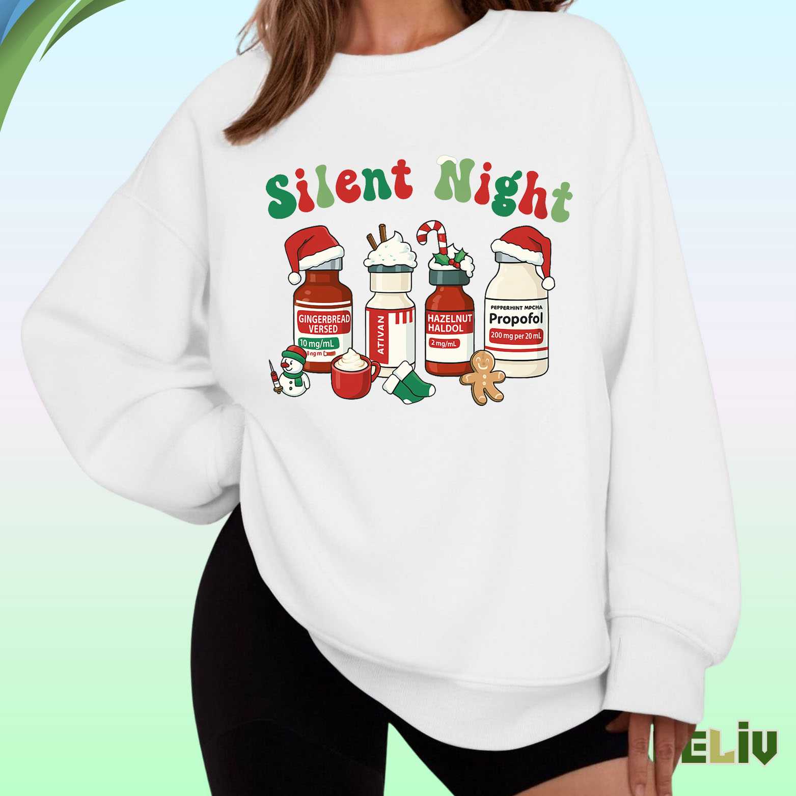Silent Night Meds Graphic Sweatshirt - Healthcare Christmas