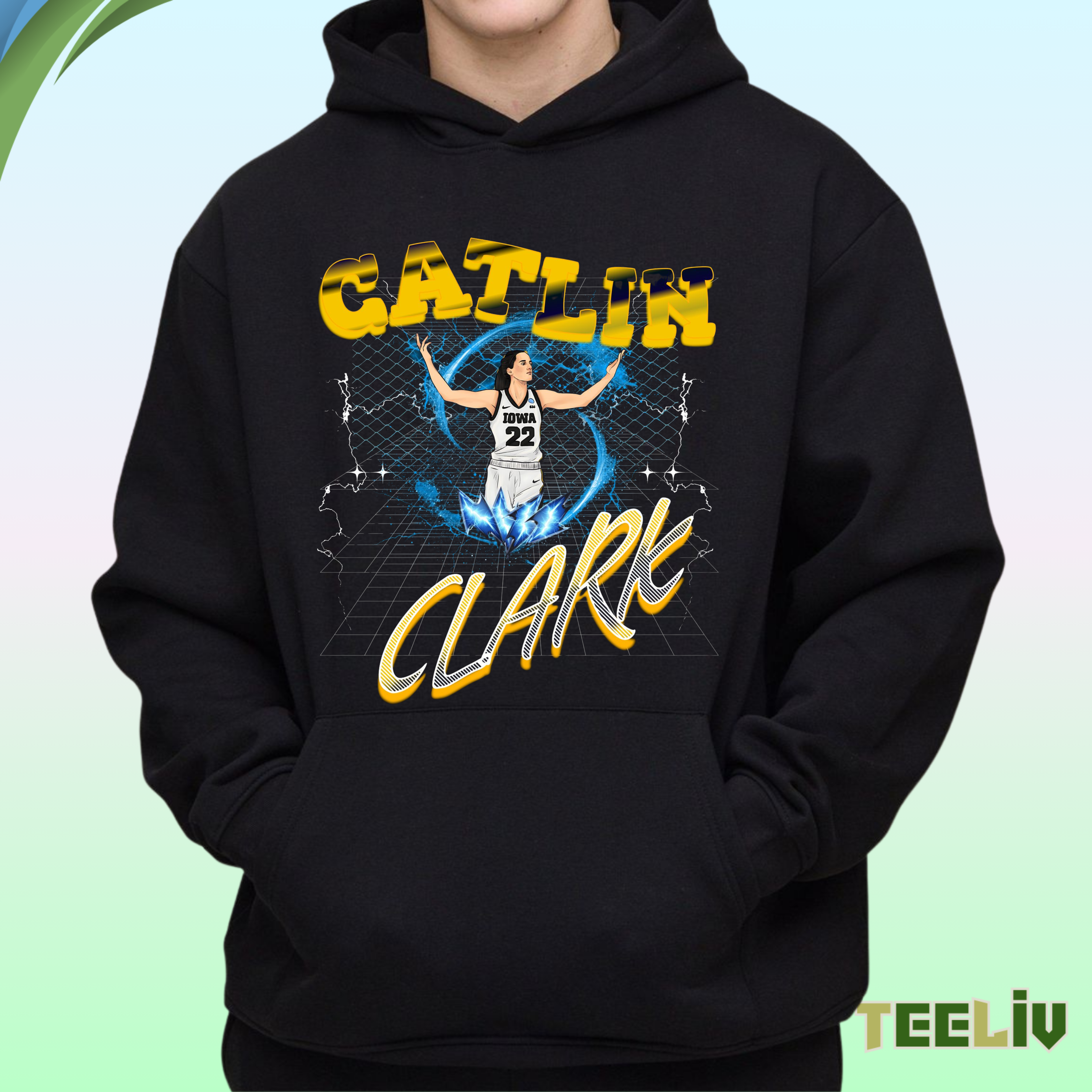 Caitlin Clark Iowa Star Hoodie – Retro Futuristic Basketball Tribute